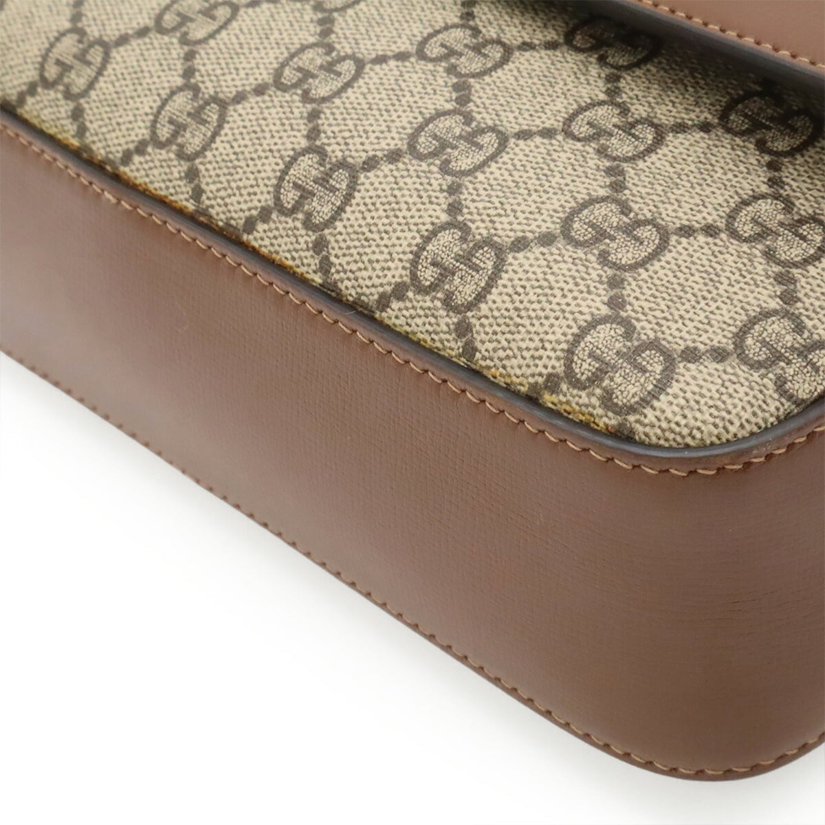 Gucci Beige Brown Gg Supreme Canvas Leather Pochette Shoulder Bag (Pre-Owned)