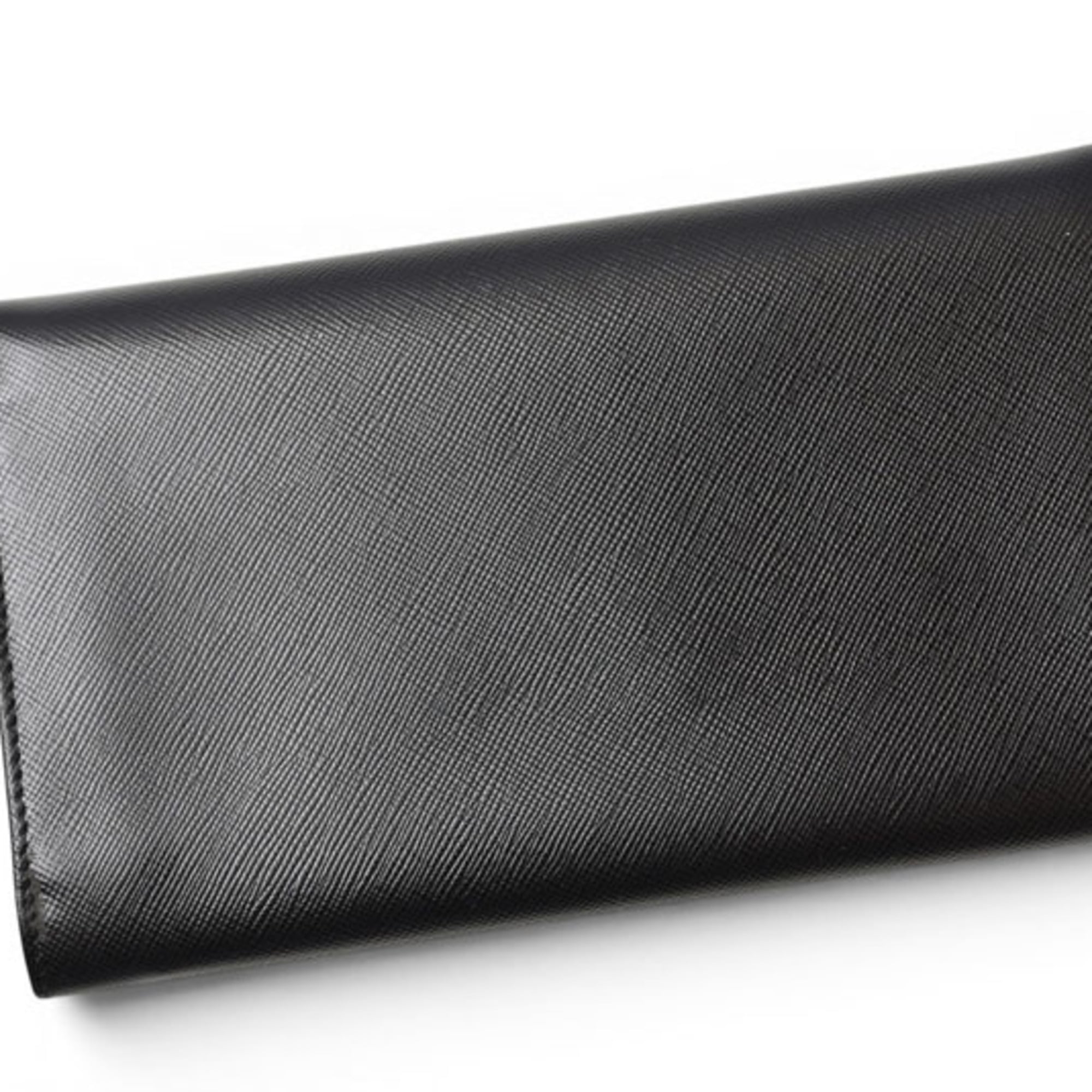 Prada Saffiano Black Nero Leather Long Wallet (Bi-Fold) (Pre-Owned)