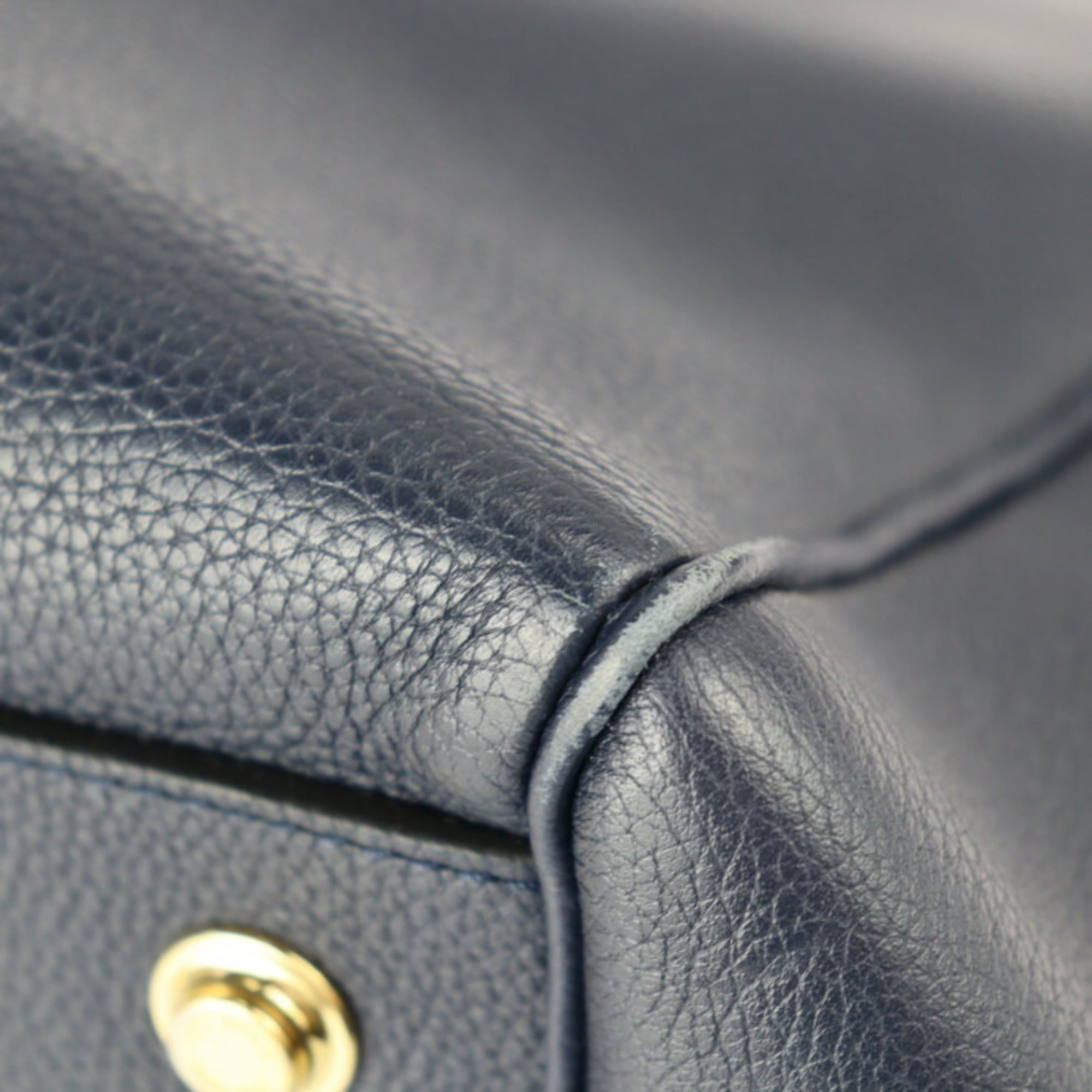 Louis Vuitton Navy Blue Leather Handbag Shoulder Bag (Pre-Owned)