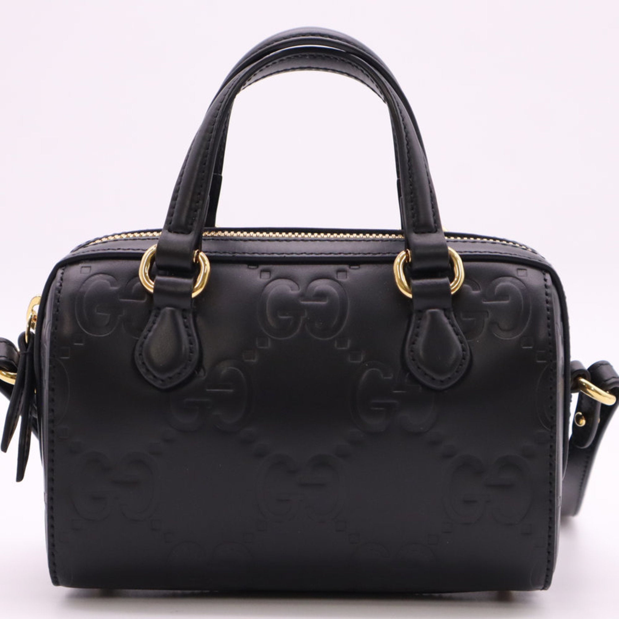 Gucci Black Leather Boston Bag (Pre-Owned)