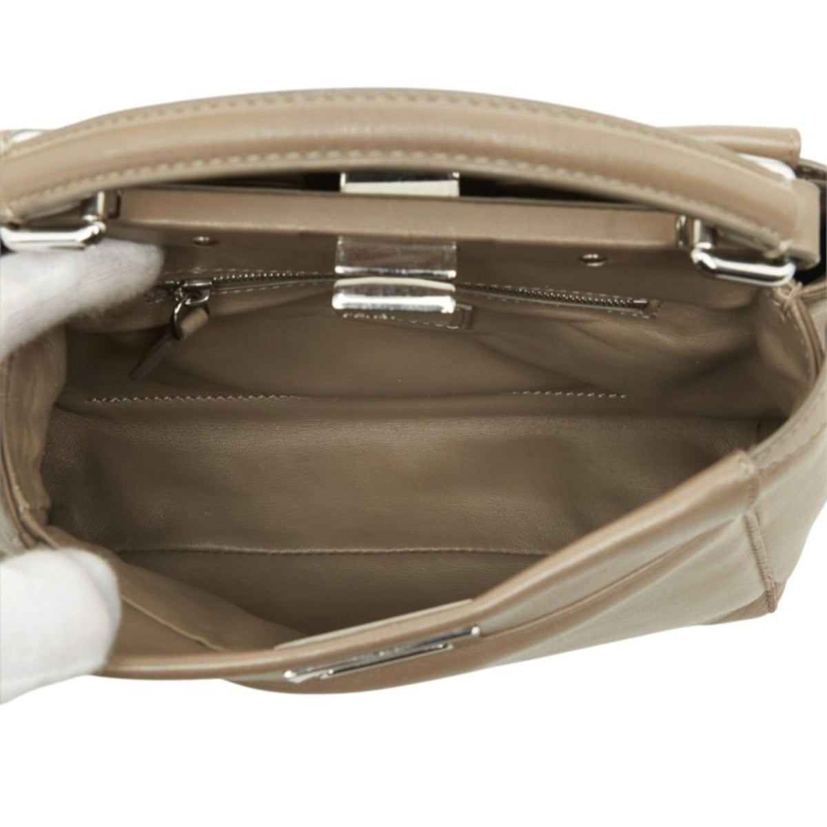 Fendi Selleria Grayish Leather Handbag Shoulder Bag (Pre-Owned)