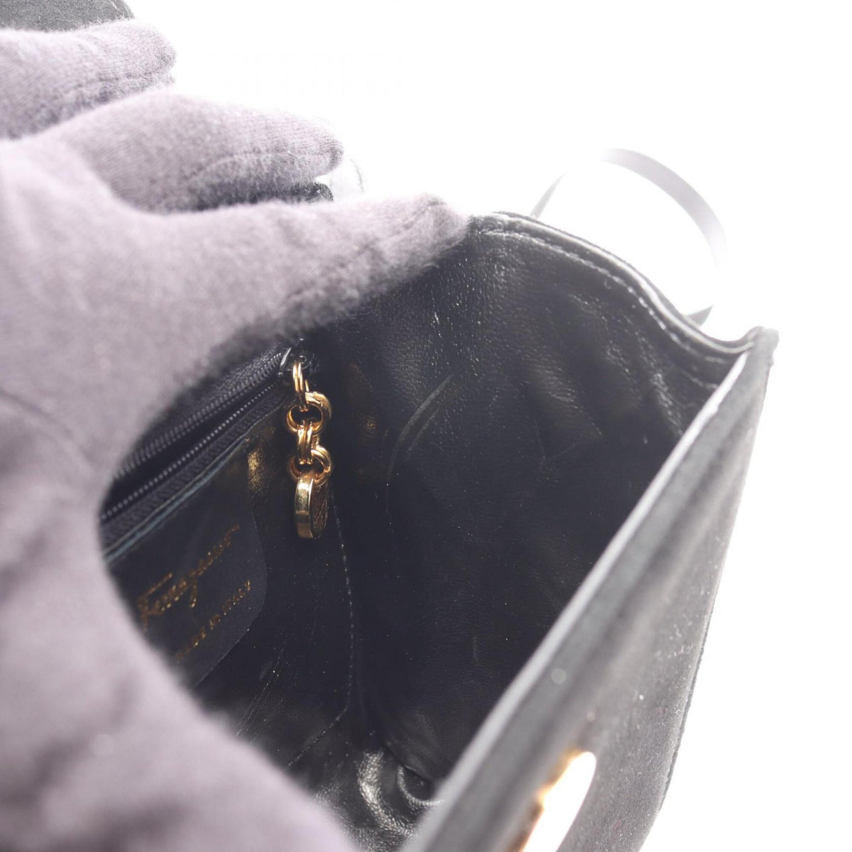 Salvatore Ferragamo Black Suede Handbag (Pre-Owned)