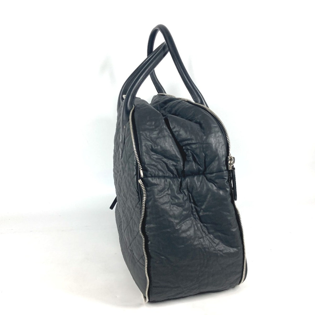 Chanel Black Coated Canvas Boston Bag Shoulder Bag Tote Bag (Pre-Owned)