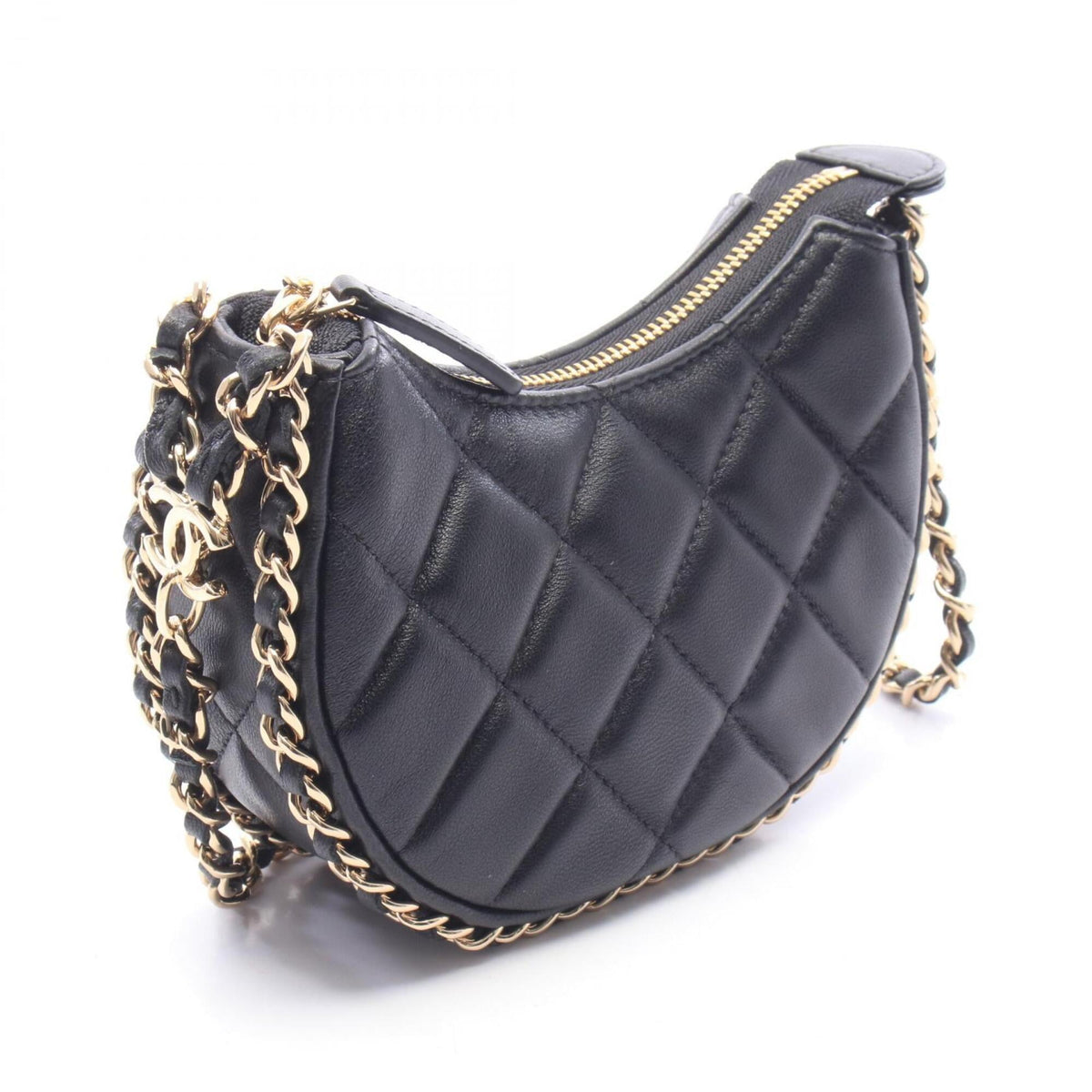 Chanel Black Leather Handbag Shoulder Bag (Pre-Owned)