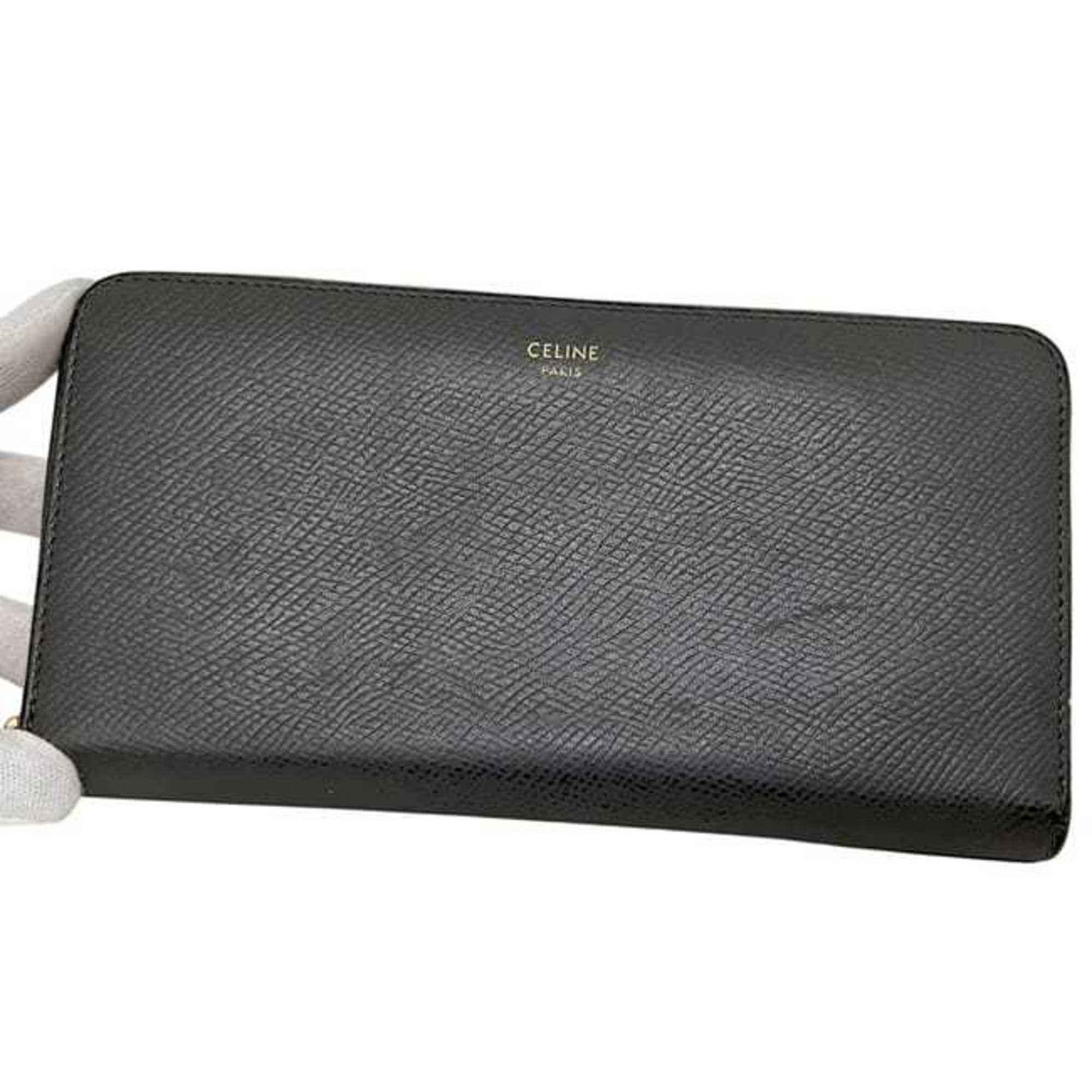 Celine Gray Leather Long Wallet (Bi-Fold) (Pre-Owned)