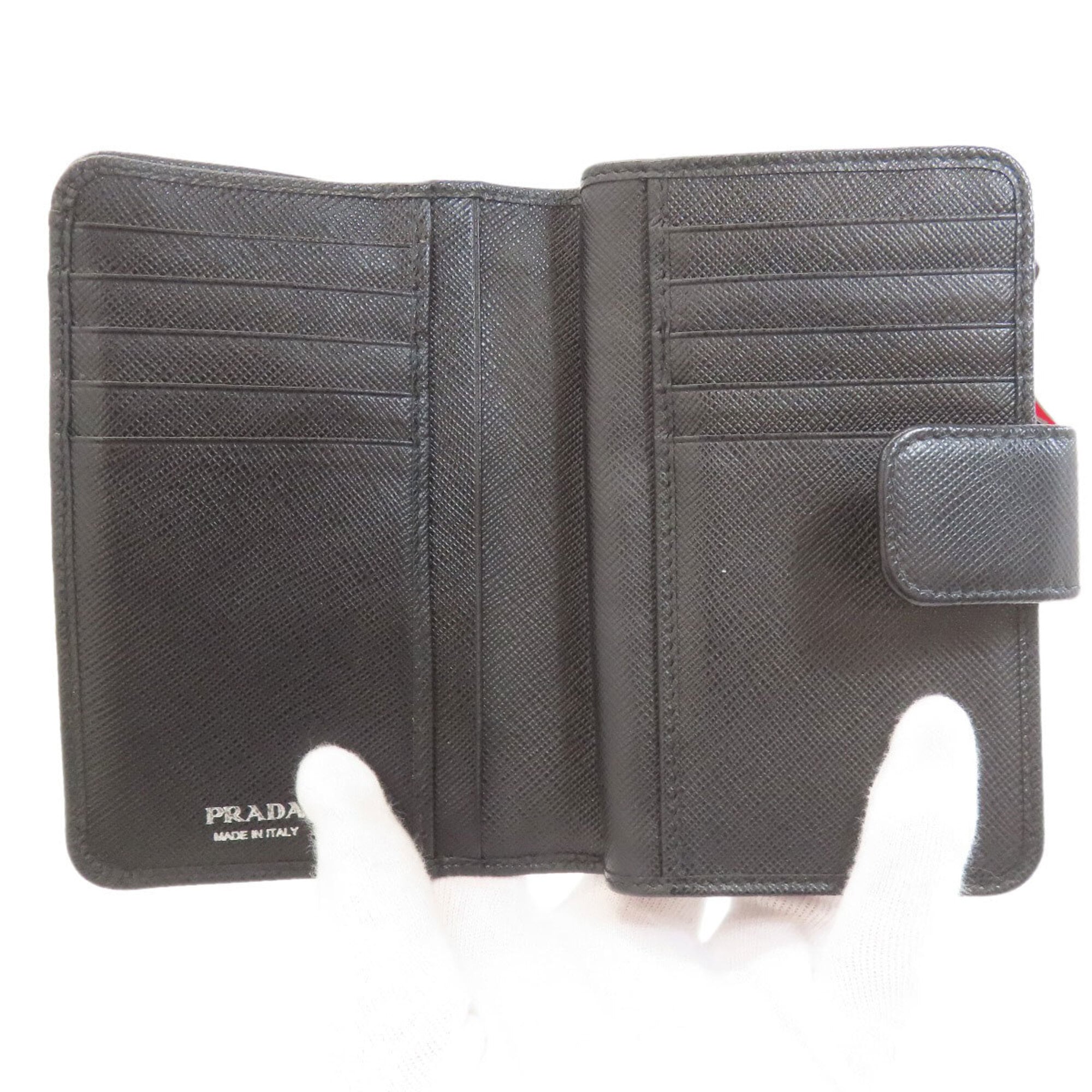 Prada Saffiano Black Leather Wallet (Bi-Fold) (Pre-Owned)