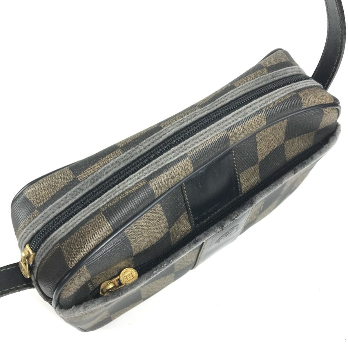 Fendi Pequin Black Khaki Pvc Leather Shoulder Bag (Pre-Owned)