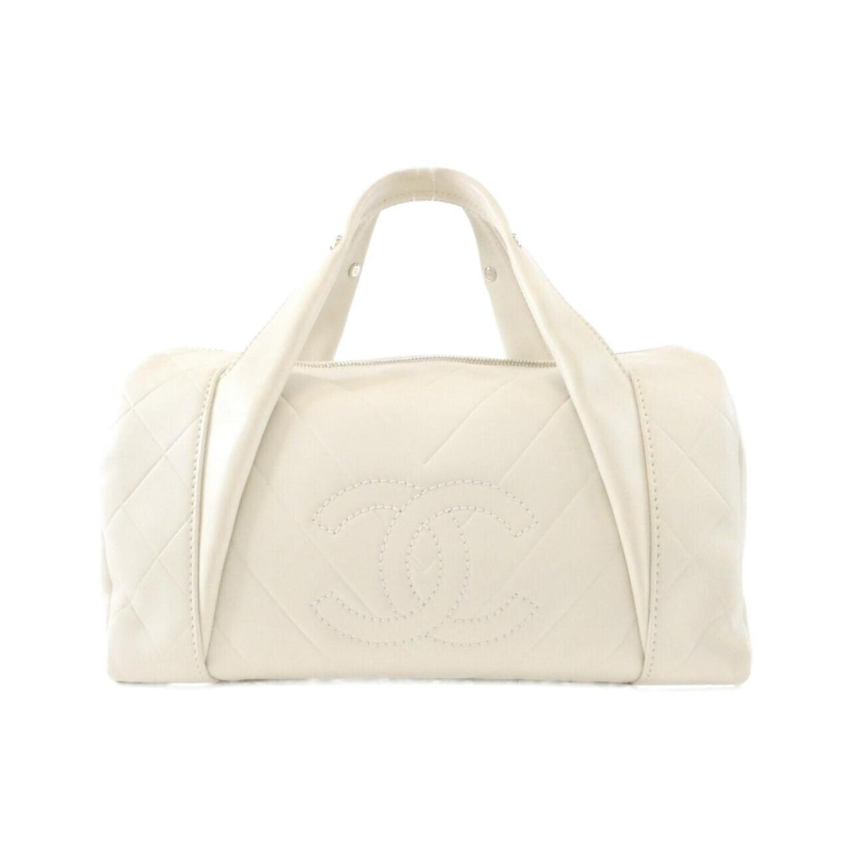 Chanel White Leather Boston Bag (Pre-Owned)