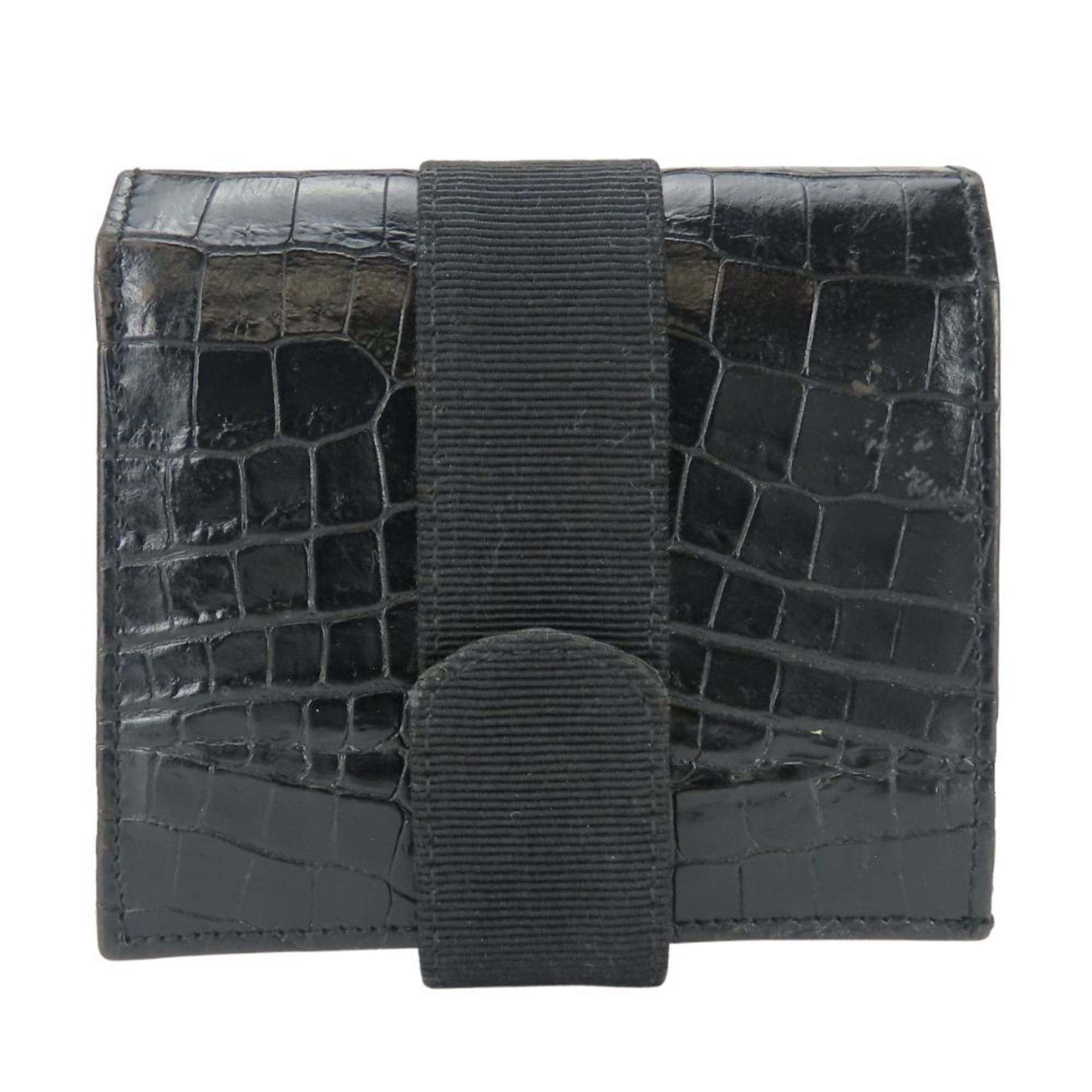 Salvatore Ferragamo Vara Black Leather Wallet (Bi-Fold) (Pre-Owned)