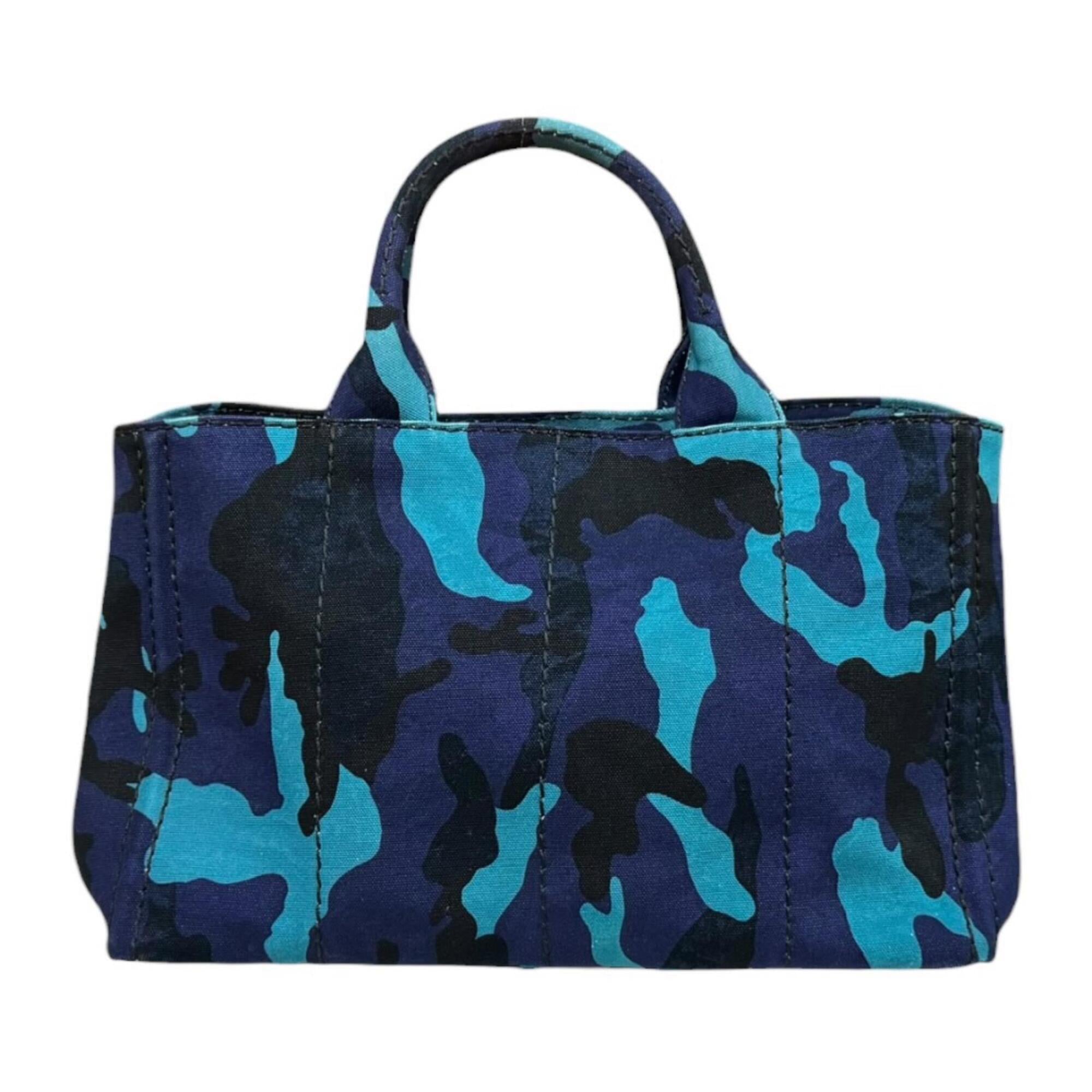 Prada Blue Camouflage Royal Canvas Handbag Shoulder Bag (Pre-Owned)
