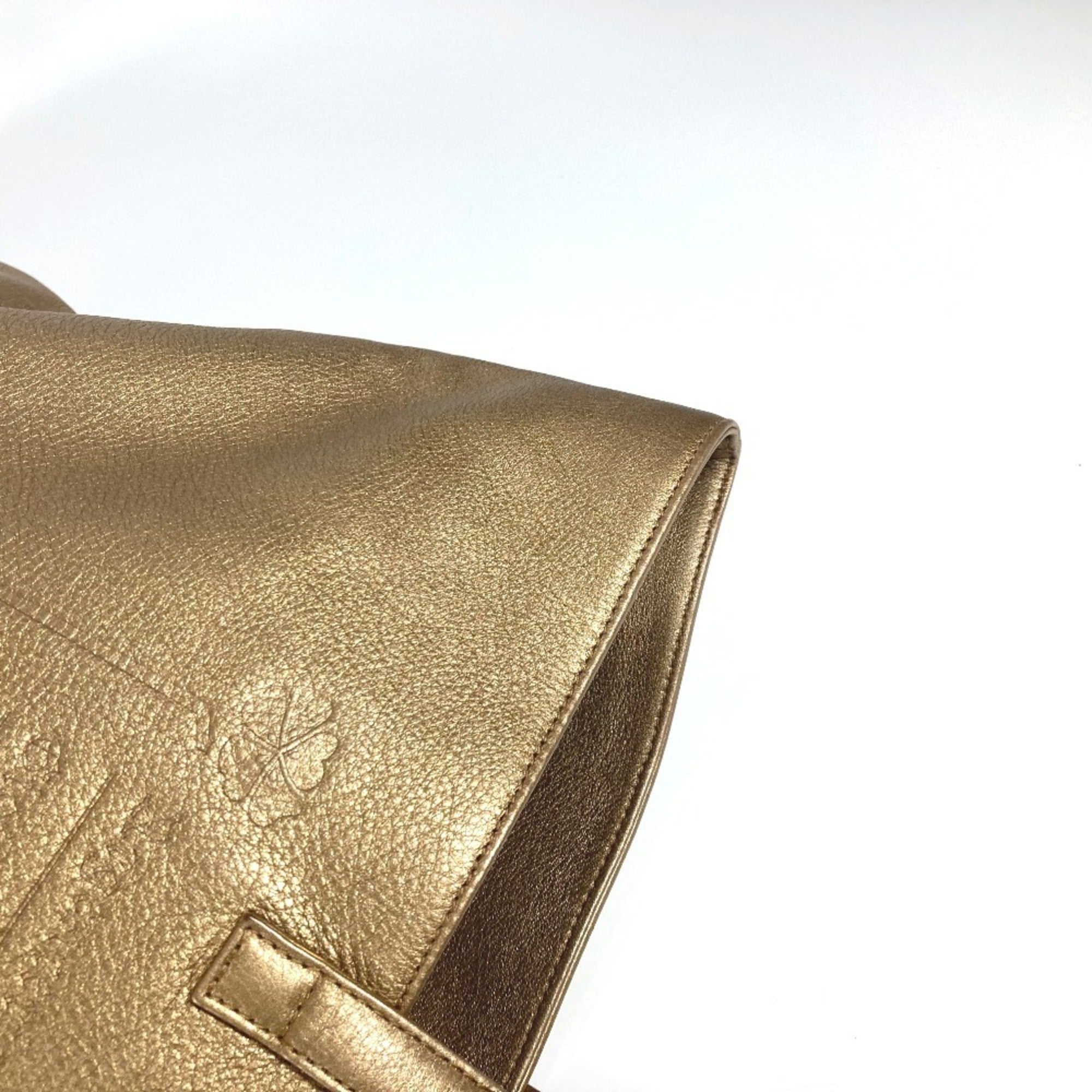 Bvlgari Gold Leather Handbag Tote Bag (Pre-Owned)