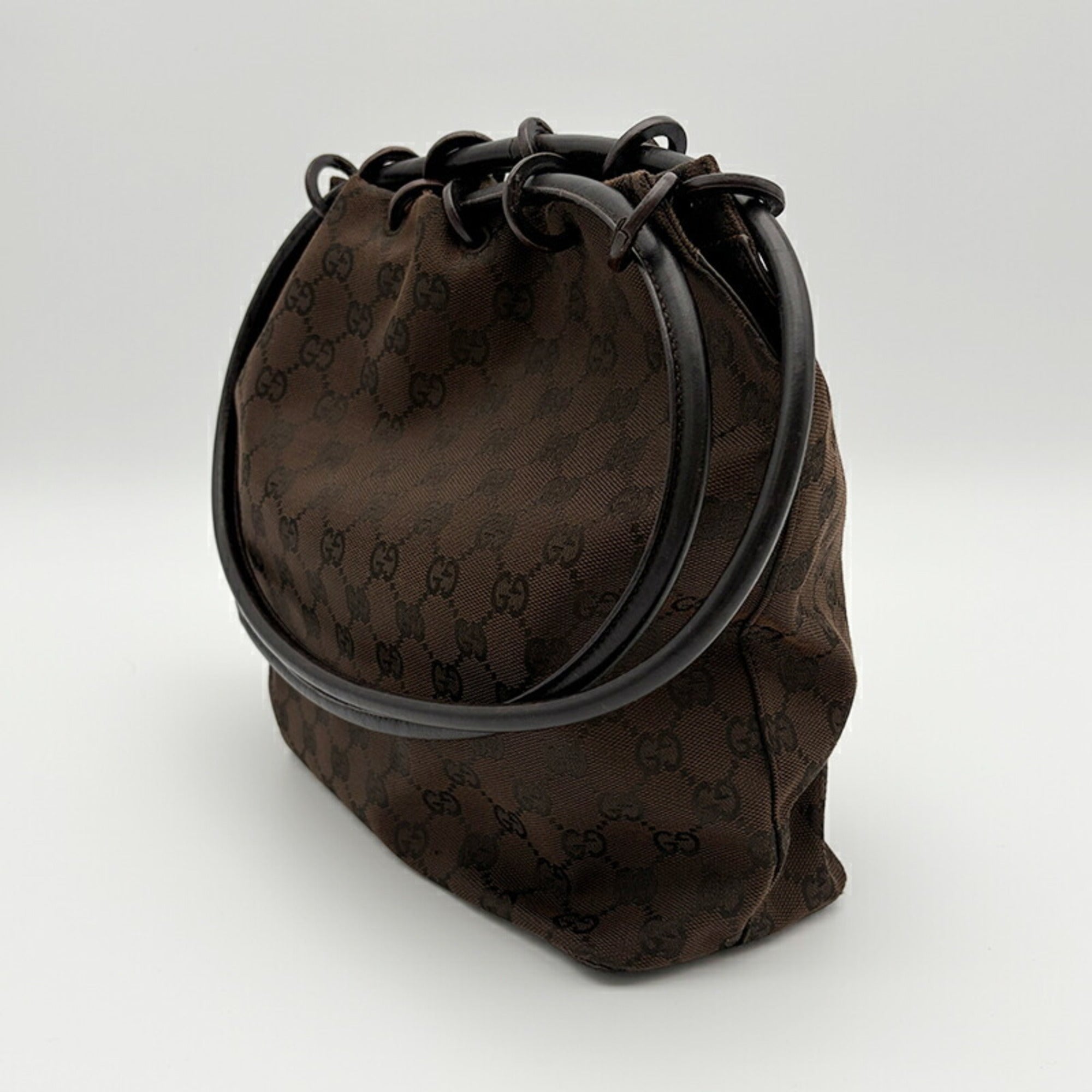 Gucci Gg Canvas Brown Gg Canvas Leather Shoulder Bag (Pre-Owned)