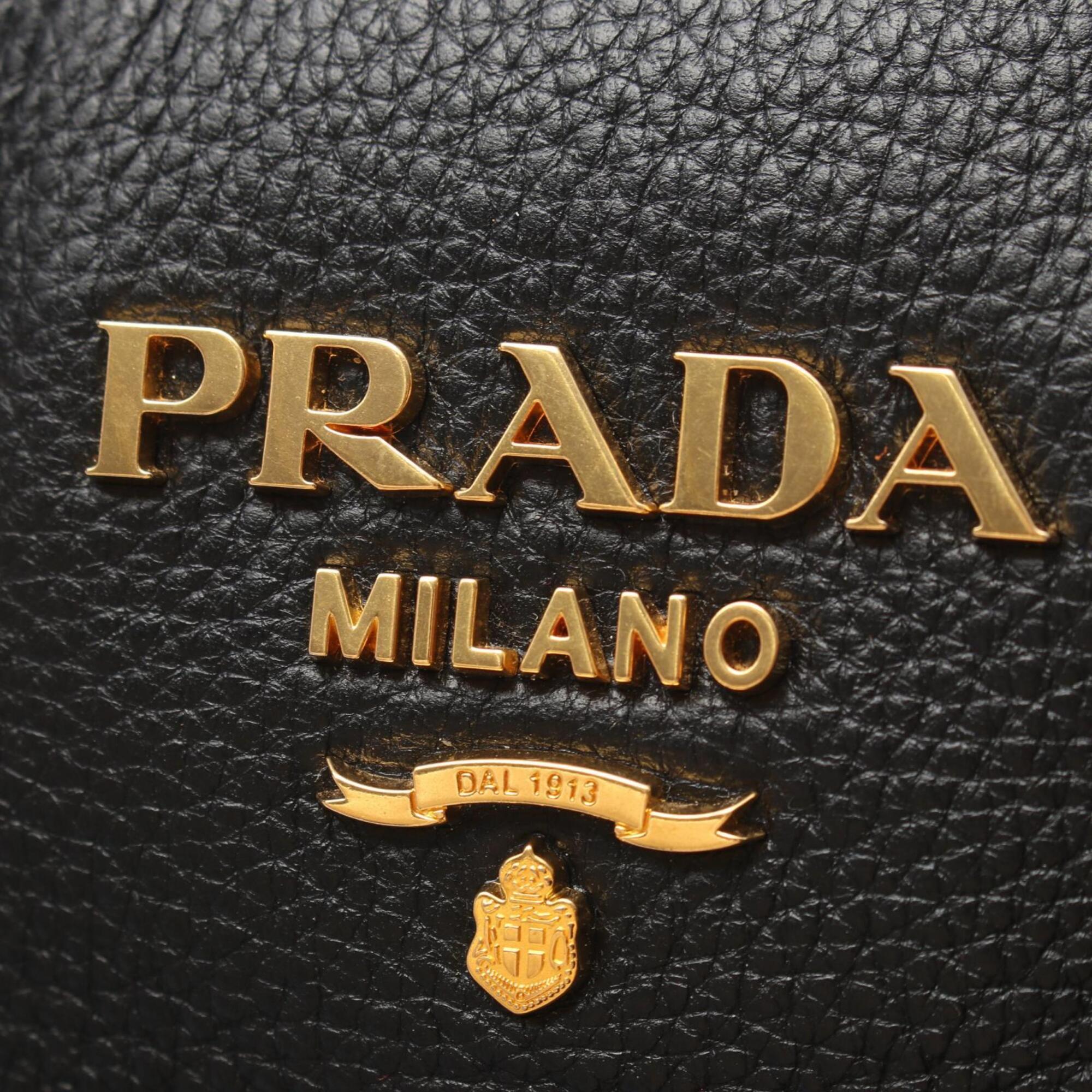 Prada Black Leather Handbag Tote Bag (Pre-Owned)