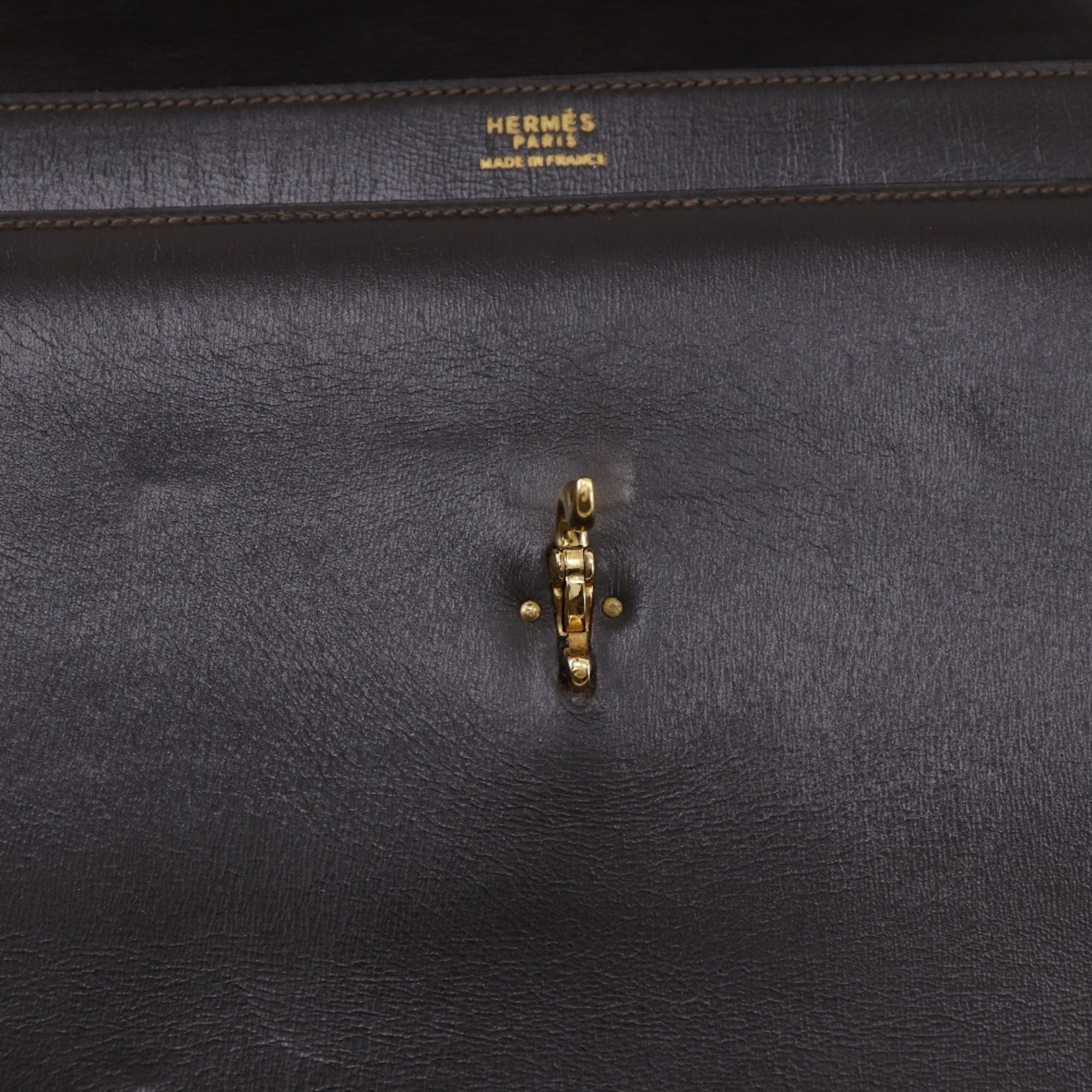 Hermes Brown Box Calf Leather Handbag (Pre-Owned)