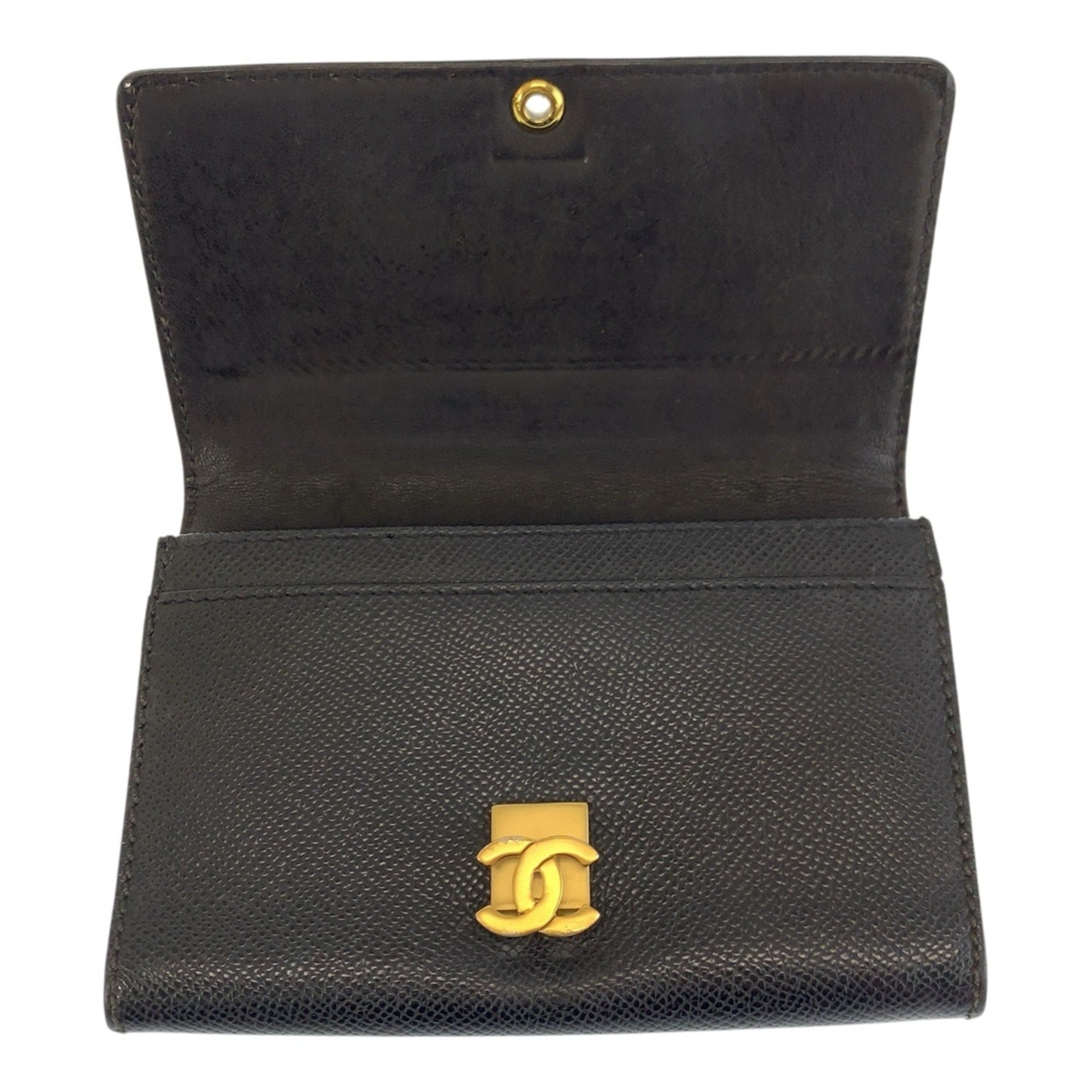 Chanel Black Leather Wallet (Bi-Fold) (Pre-Owned)