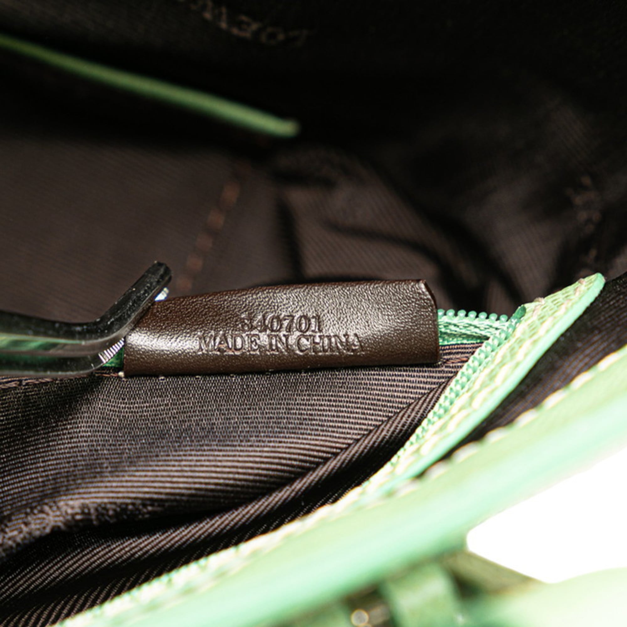 Loewe Green Canvas Leather Handbag Tote Bag (Pre-Owned)