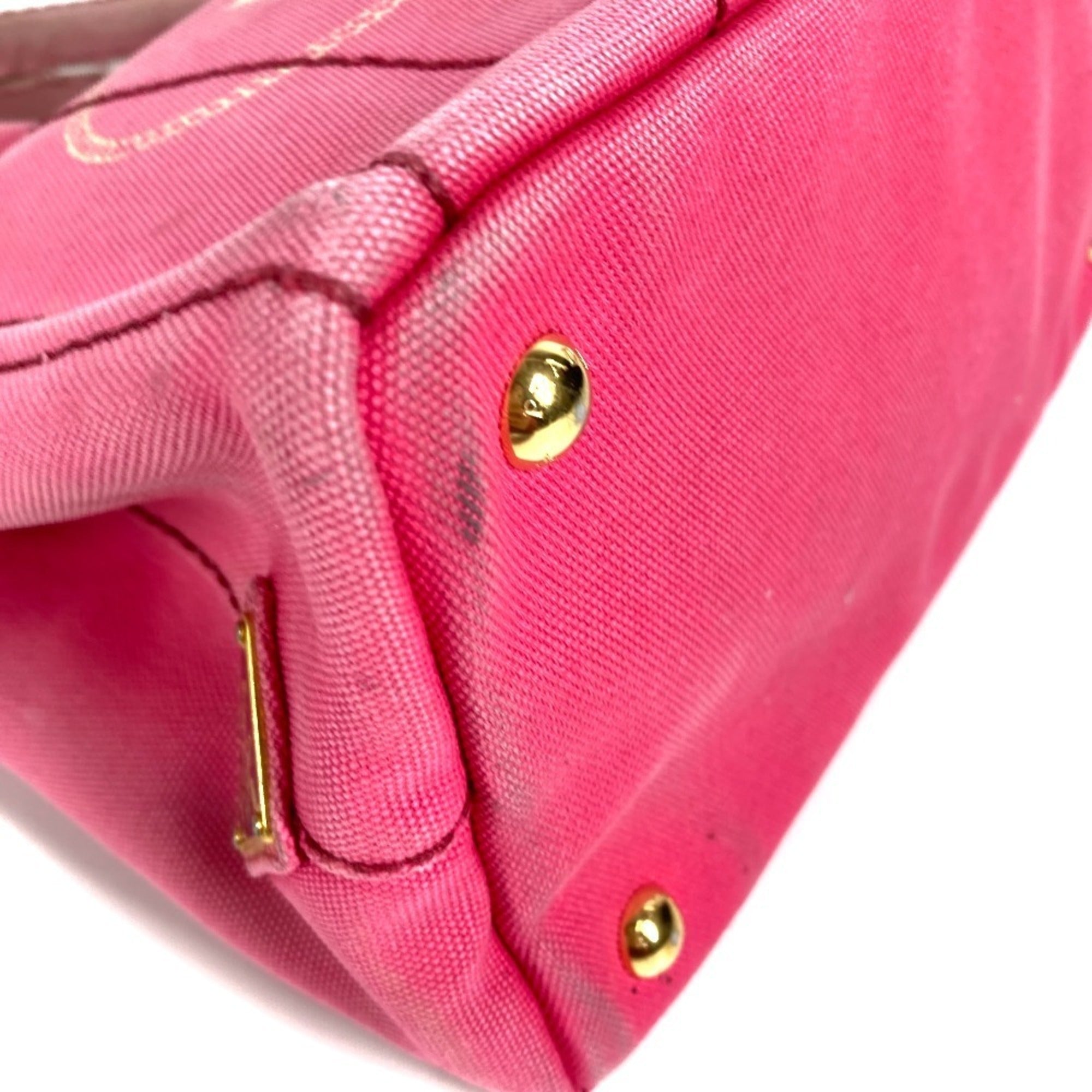 Prada Canapa Pink Canvas Handbag Shoulder Bag Tote Bag (Pre-Owned)