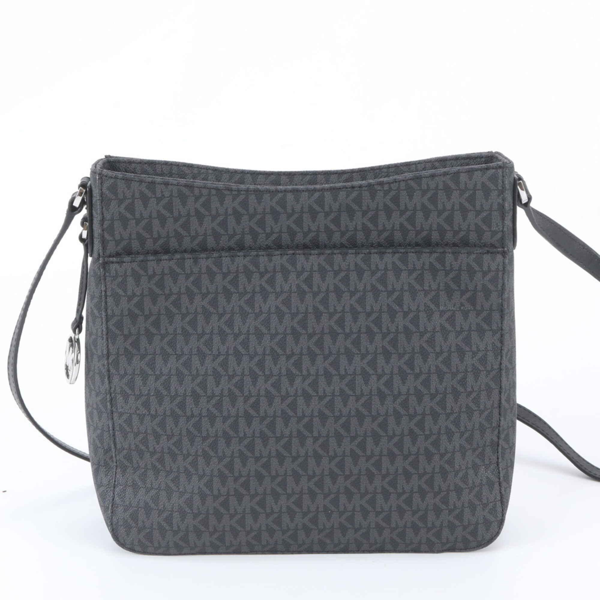 Michael Kors Black Leather Coated Canvas Crossbody Bag Shoulder Bag (Pre-Owned)