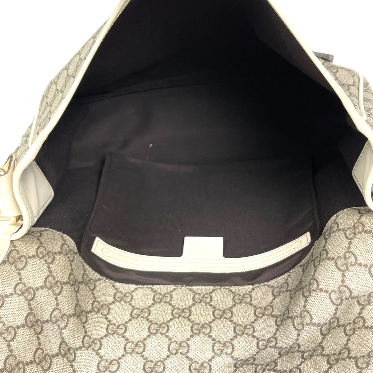 Gucci Beige Ivory Coated Canvas Leather Messenger Bag Shoulder Bag (Pre-Owned)