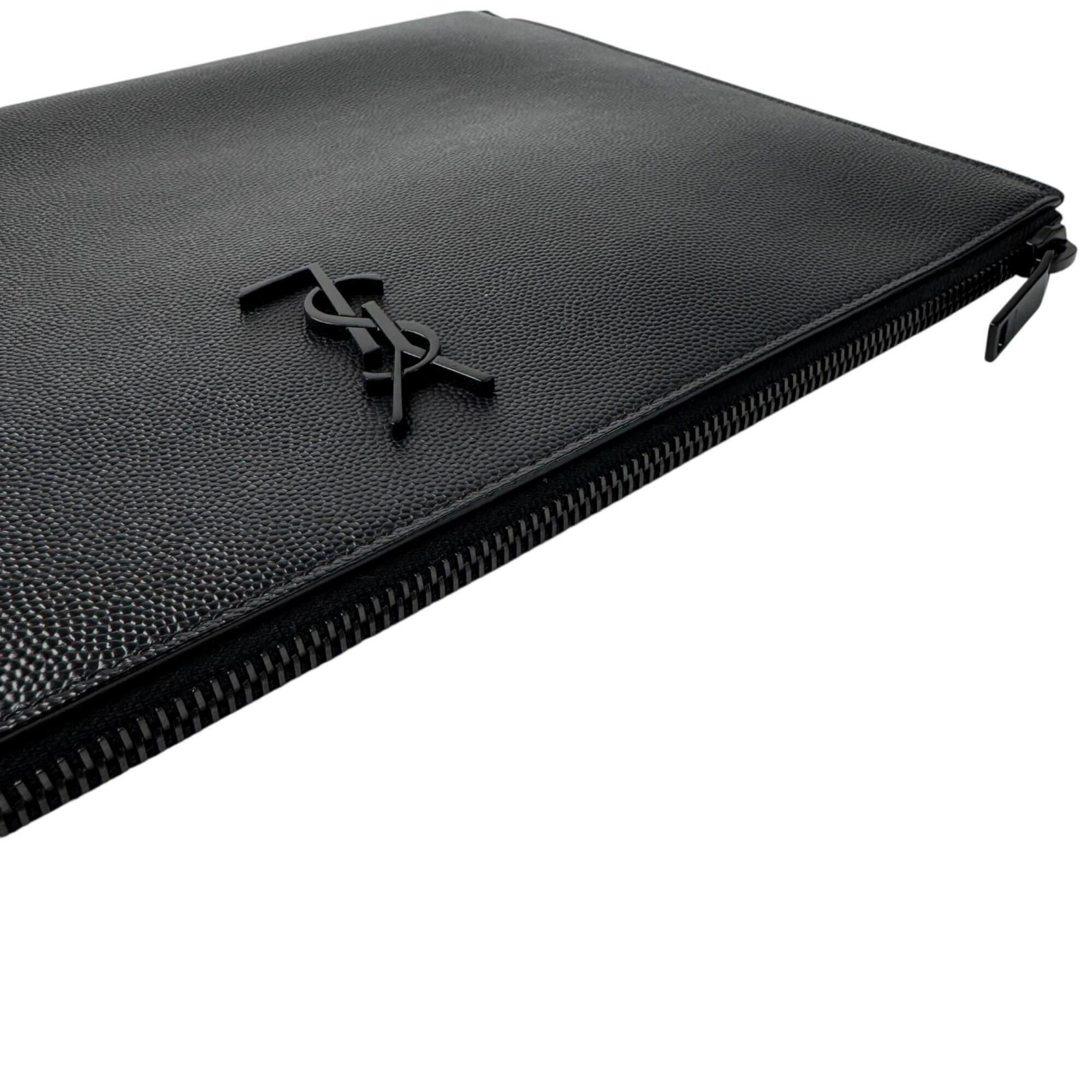 Yves Saint Laurent Black Leather Clutch Bag (Pre-Owned)