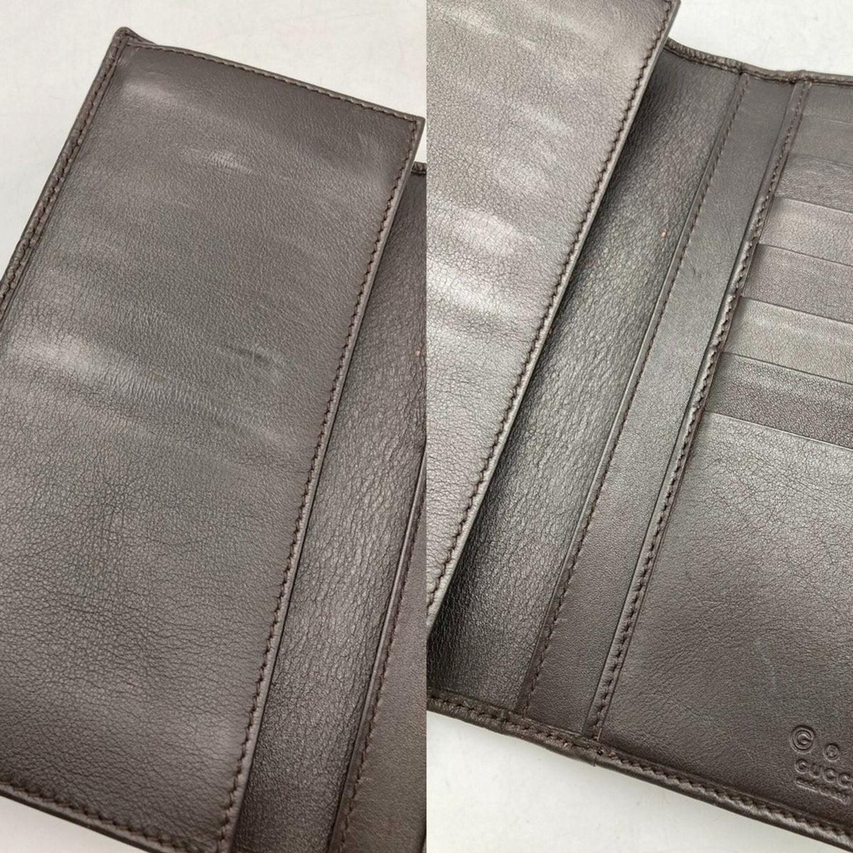 Gucci Dark Brown Leather Long Wallet (Bi-Fold) (Pre-Owned)