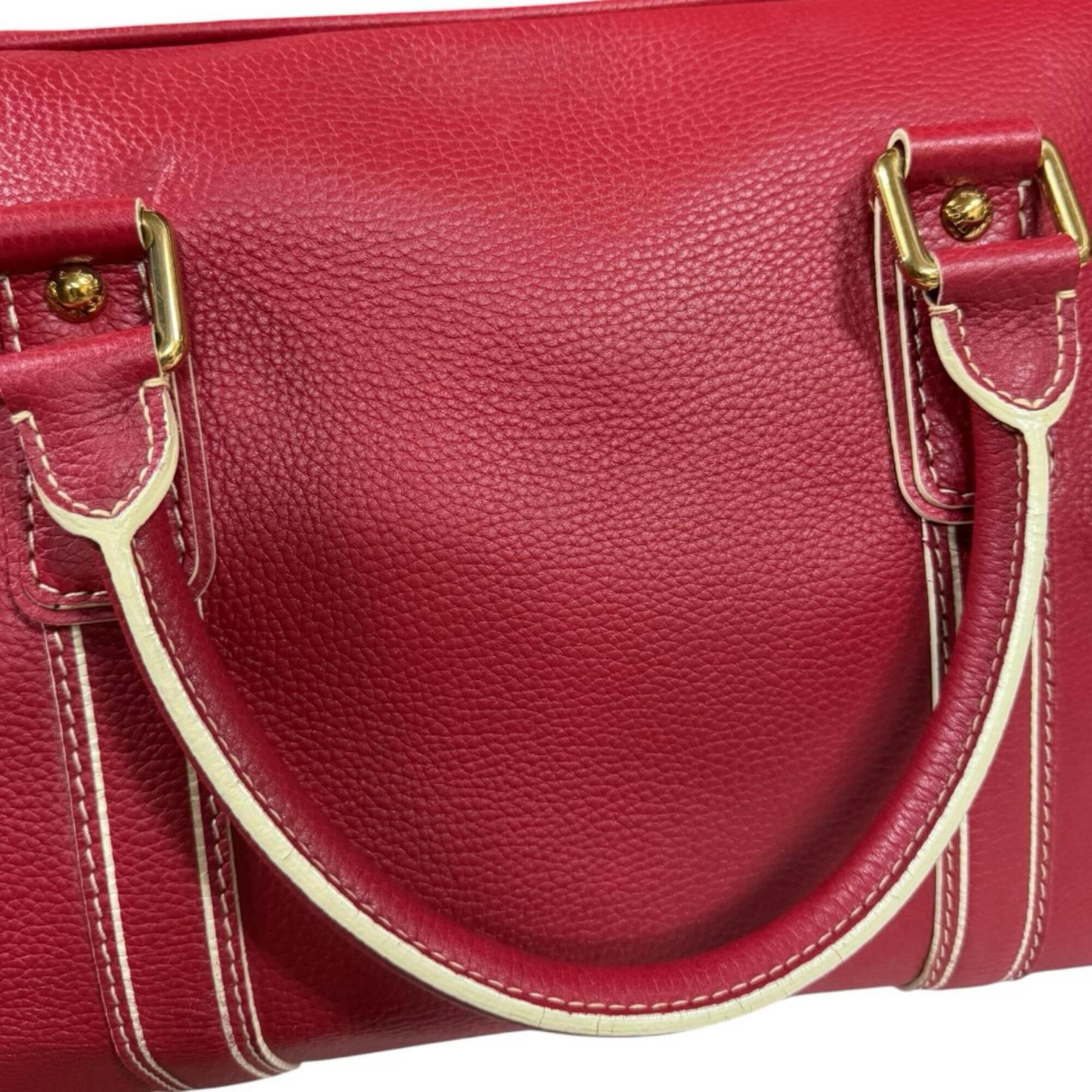 Louis Vuitton Red Color Leather Boston Bag (Pre-Owned)