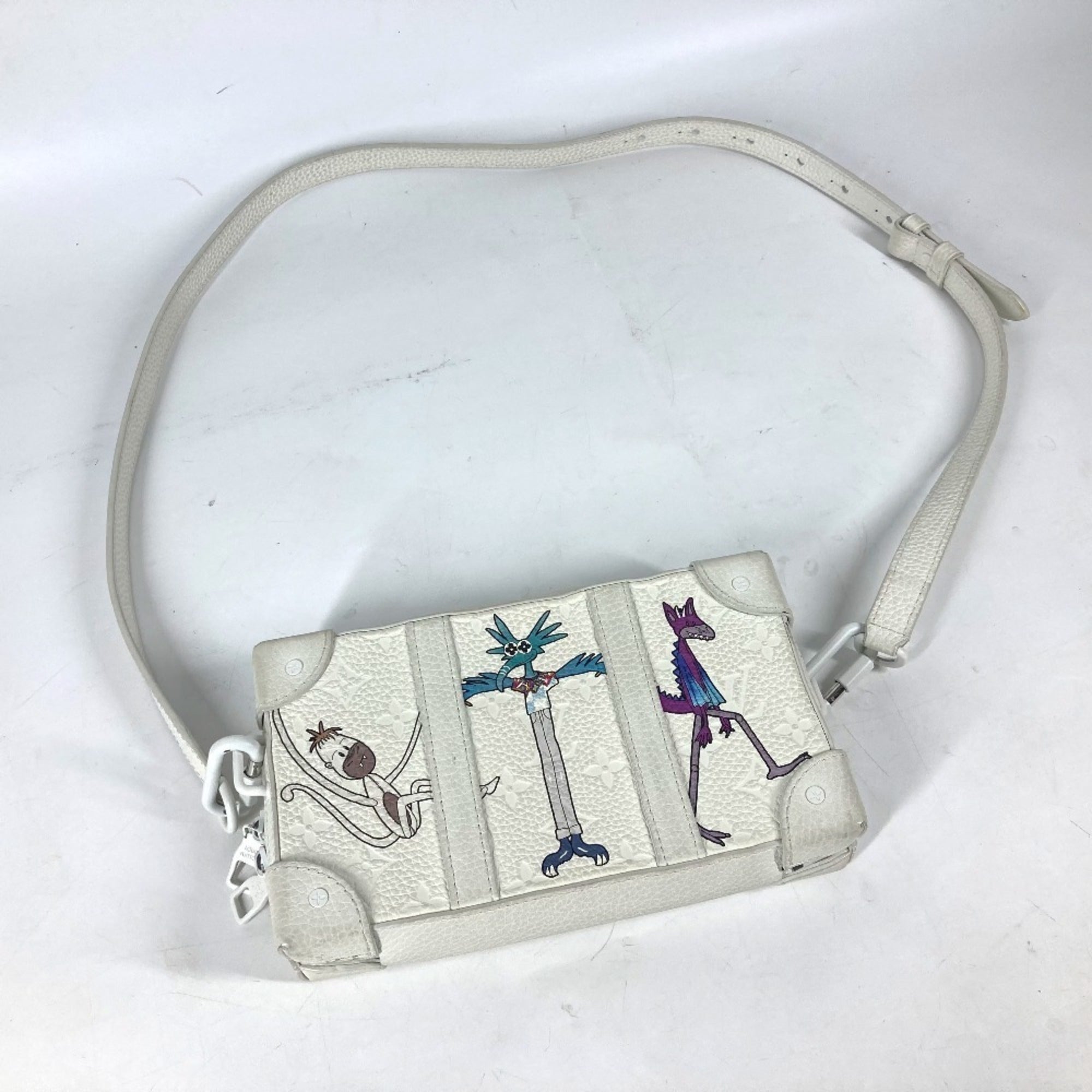 Louis Vuitton White Leather Clutch Bag Shoulder Bag (Pre-Owned)
