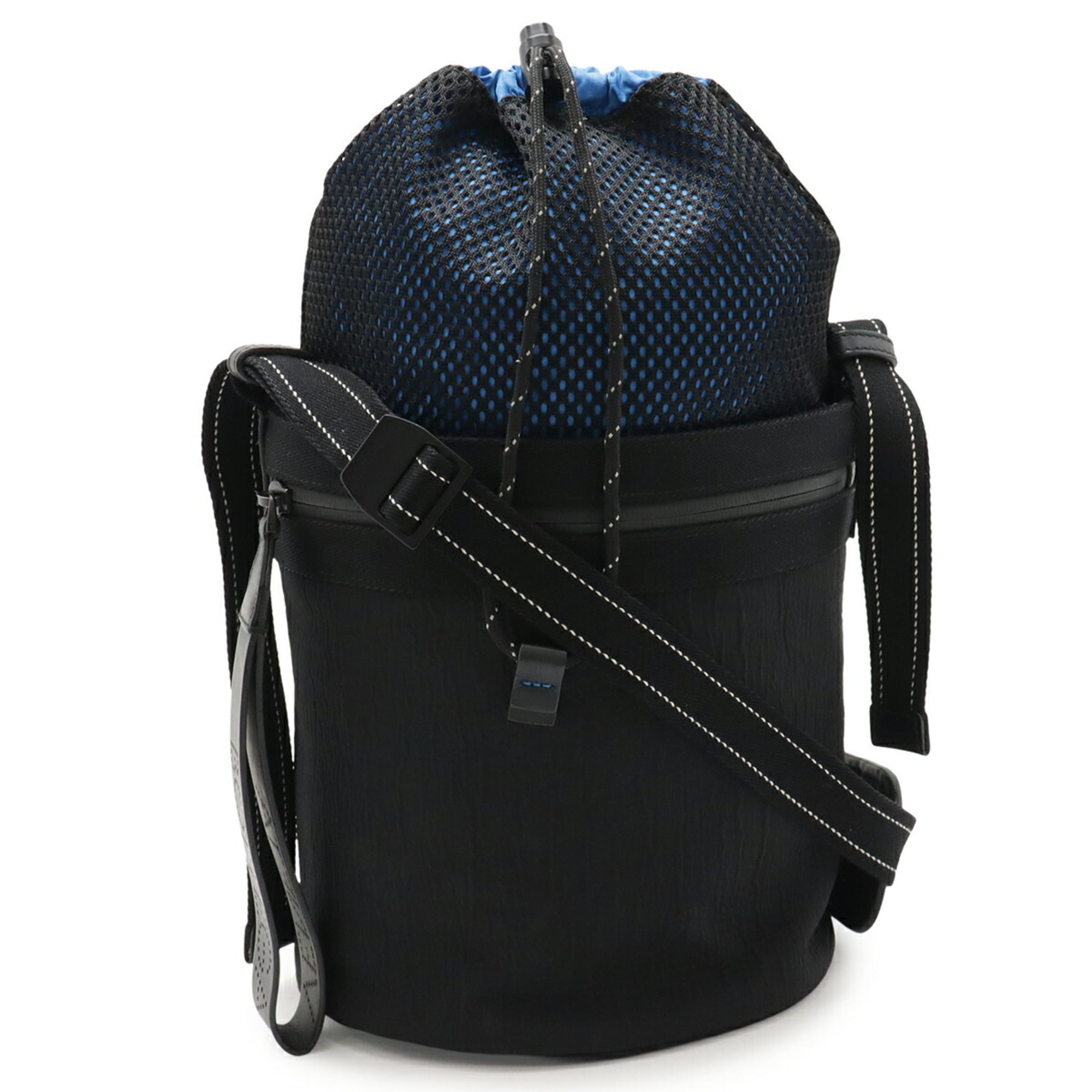 Bottega Veneta Black Blue Nylon Shoulder Bag (Pre-Owned)