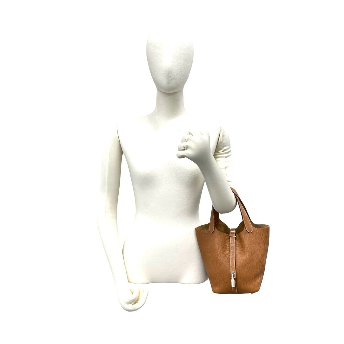 Hermes Brown Taurillon Clemence Leather Handbag Tote Bag (Pre-Owned)