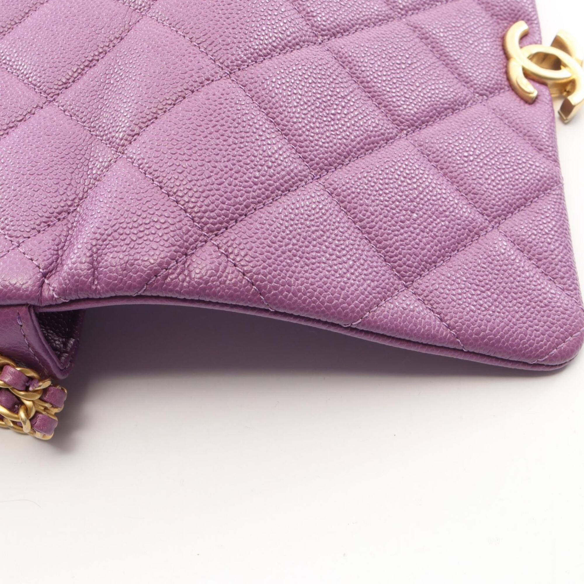 Chanel Purple Grained Calfskin Handbag Shoulder Bag (Pre-Owned)