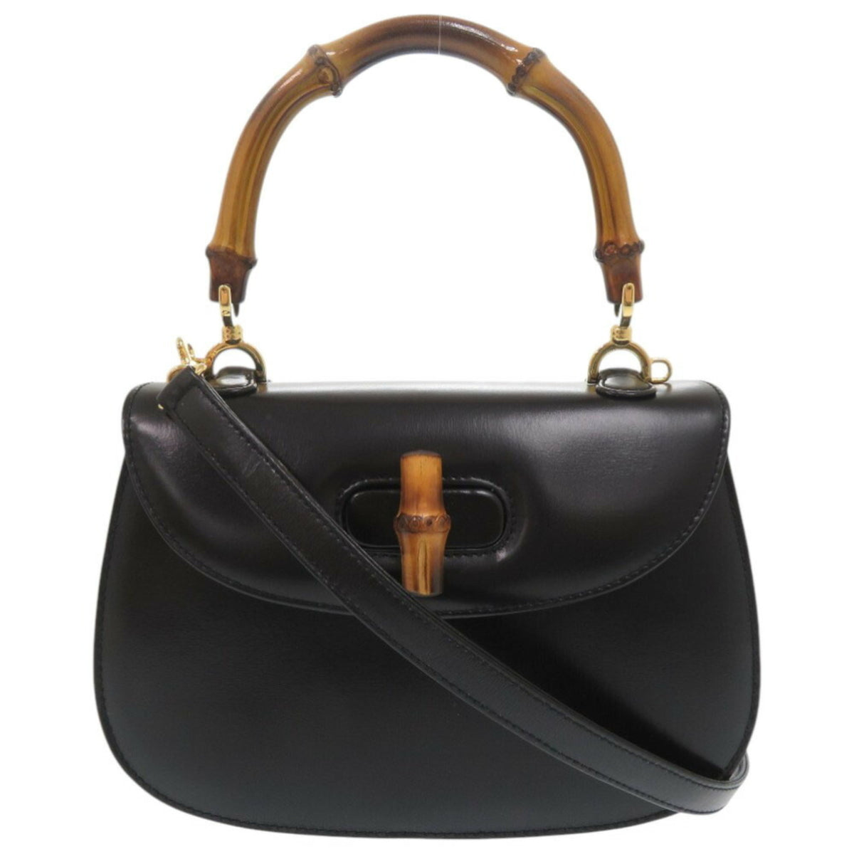 Gucci Black Leather Handbag Shoulder Bag (Pre-Owned)