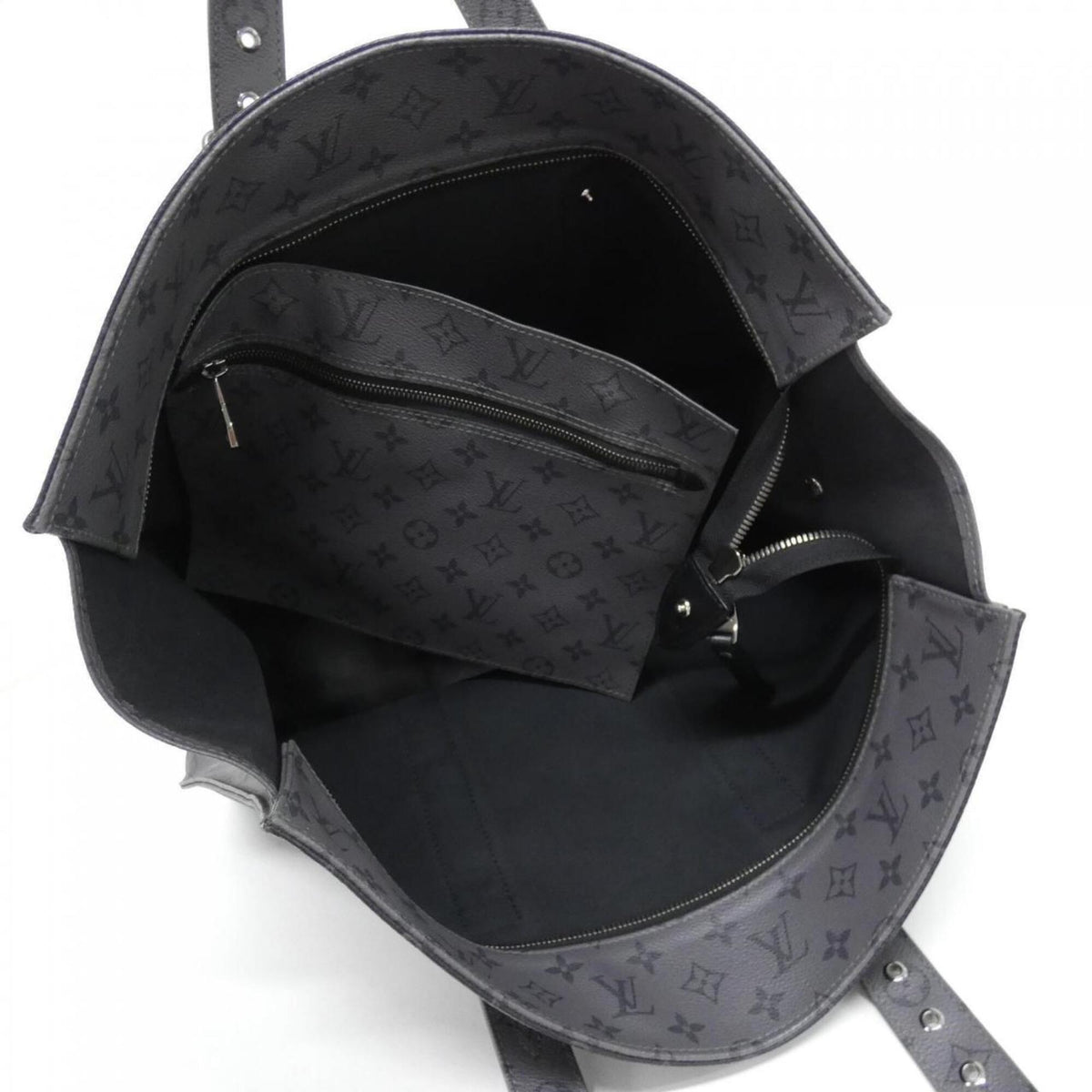 Louis Vuitton Black Gris Coated Canvas Handbag Pouch (Pre-Owned)