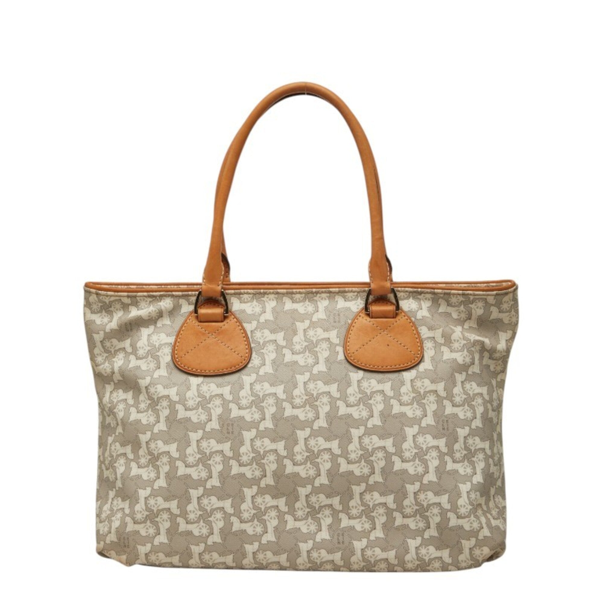 Celine Gray White Pvc Leather Handbag (Pre-Owned)