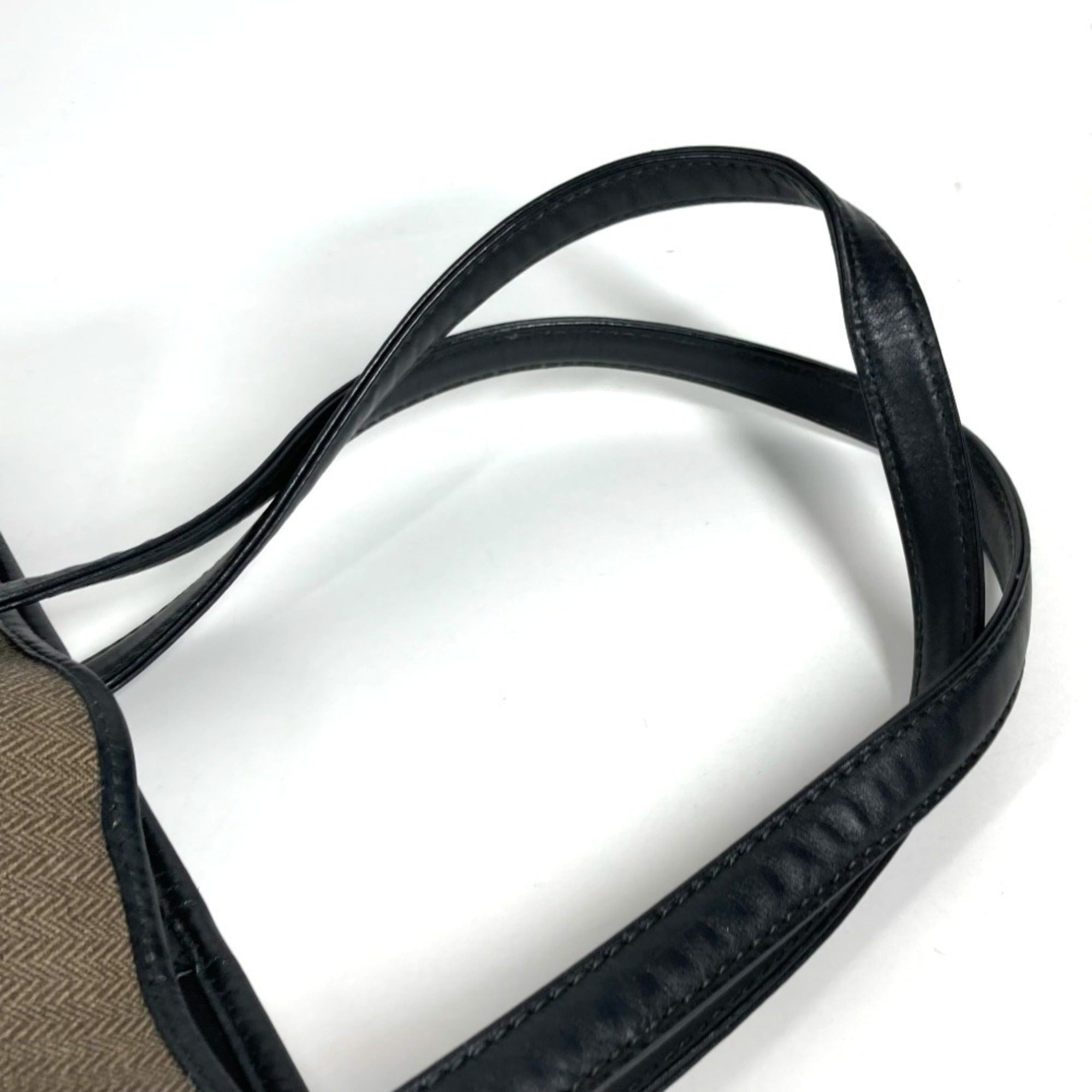Bvlgari Black Gray Coated Canvas Leather Shoulder Bag Tote Bag (Pre-Owned)