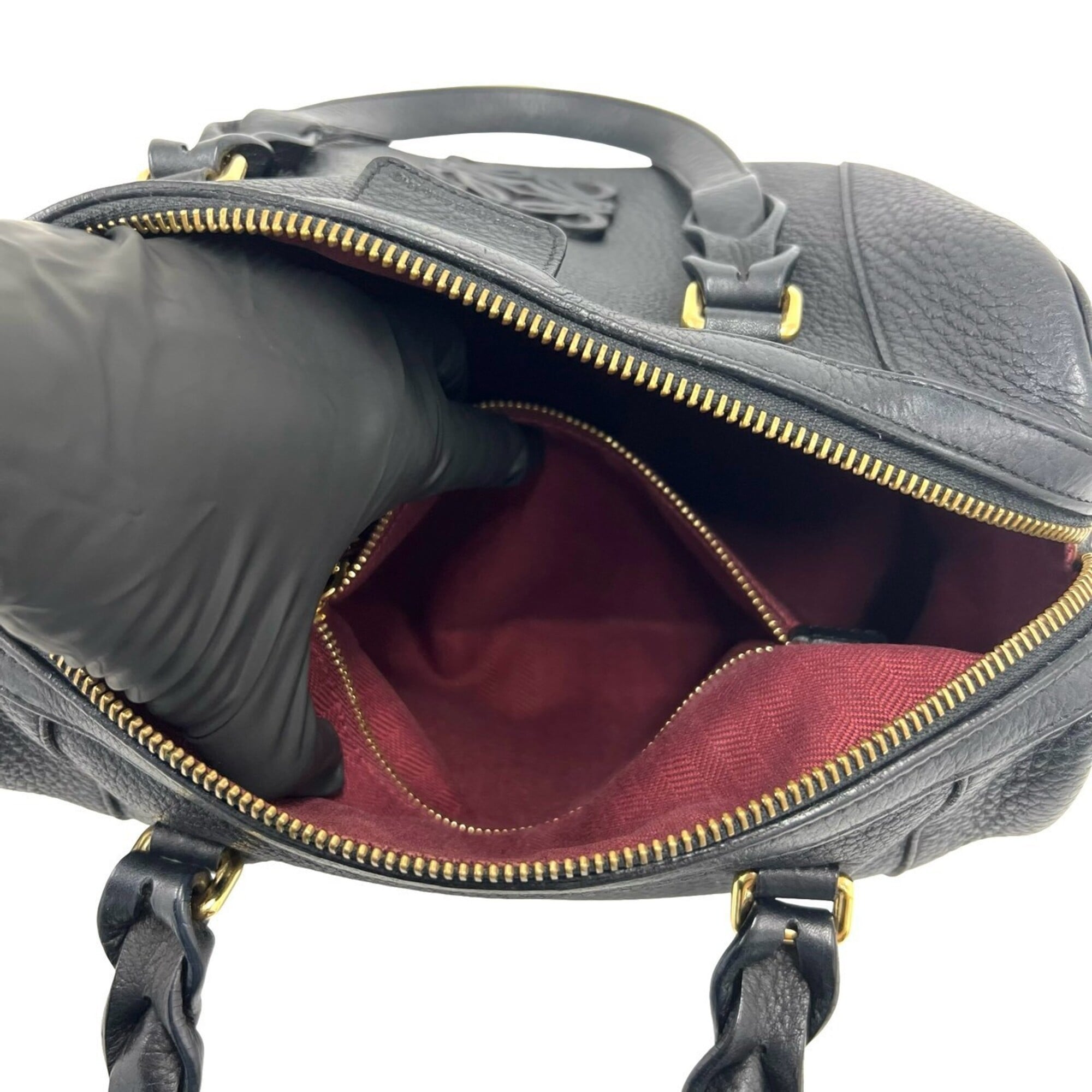 Loewe Black Leather Boston Bag Handbag Shoulder Bag (Pre-Owned)