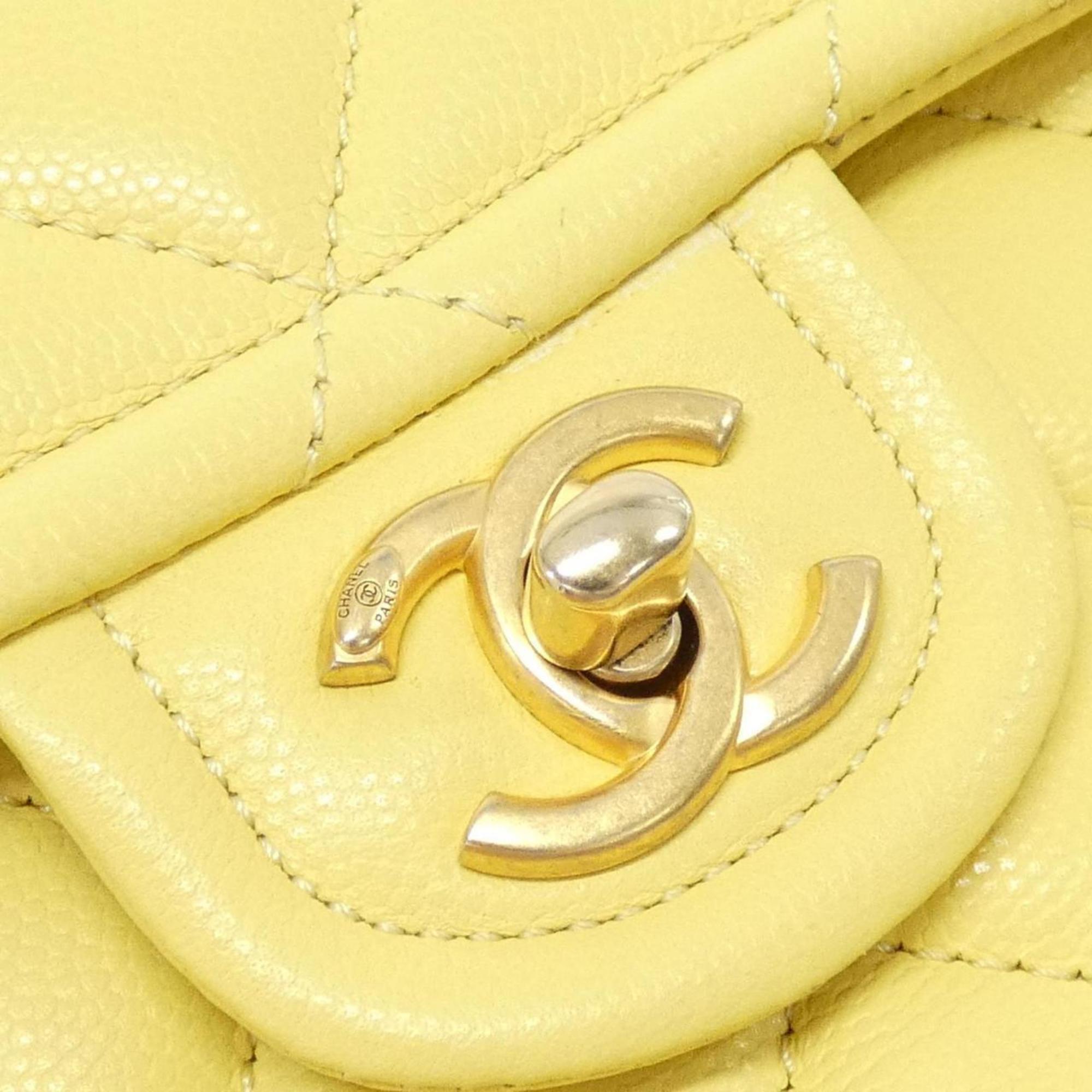 Chanel Yellow Grained Calfskin Shoulder Bag (Pre-Owned)