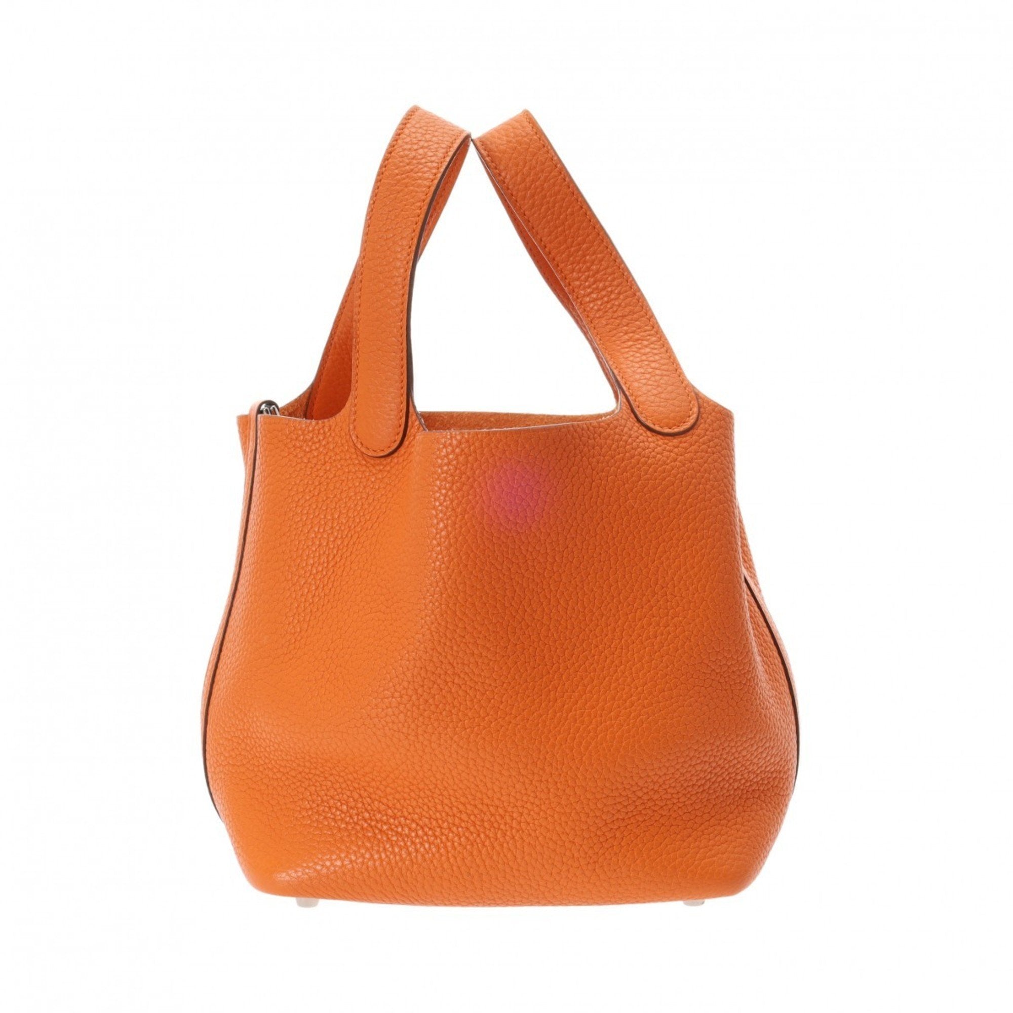 Hermes Orange Taurillon Clemence Leather Handbag (Pre-Owned)