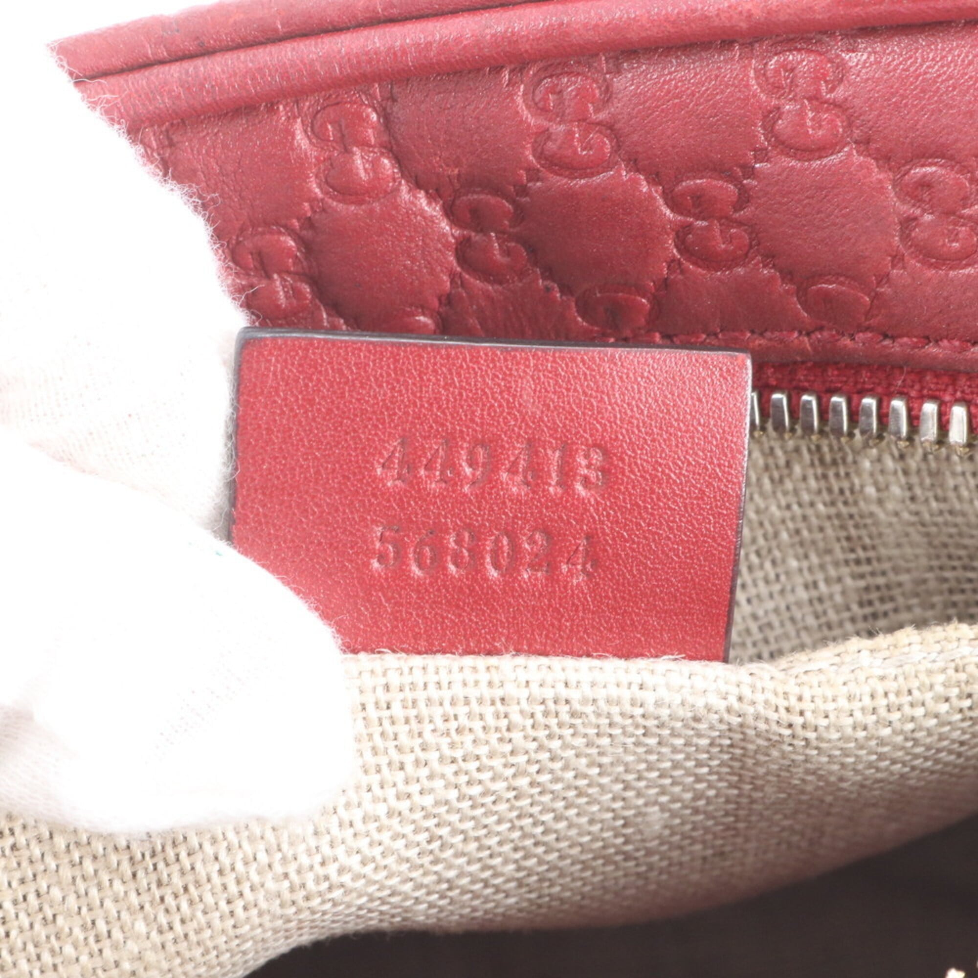 Gucci Red Color Wine Leather Handbag Shoulder Bag Tote Bag (Pre-Owned)