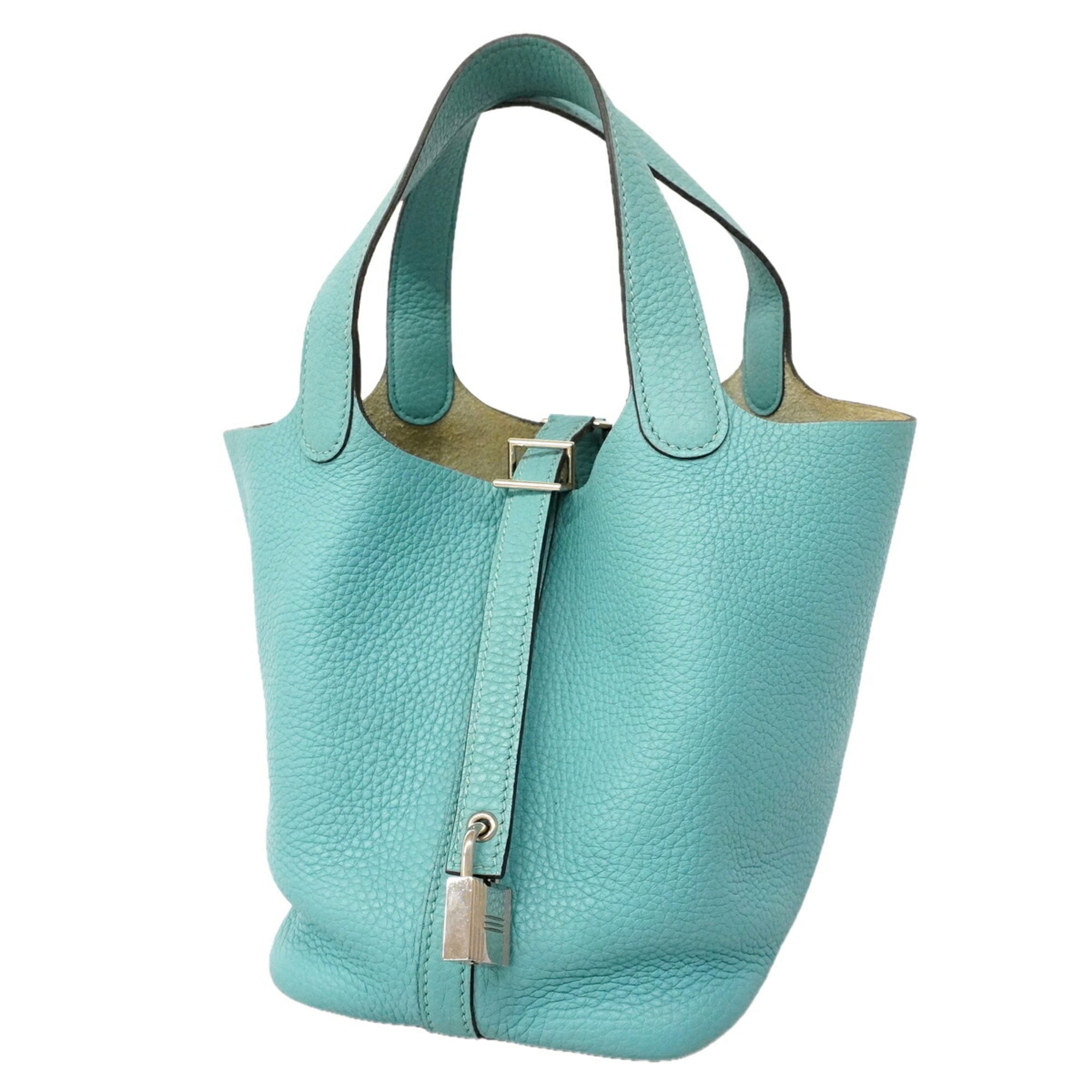 Hermes Blue Atoll Taurillon Clemence Leather Handbag (Pre-Owned)