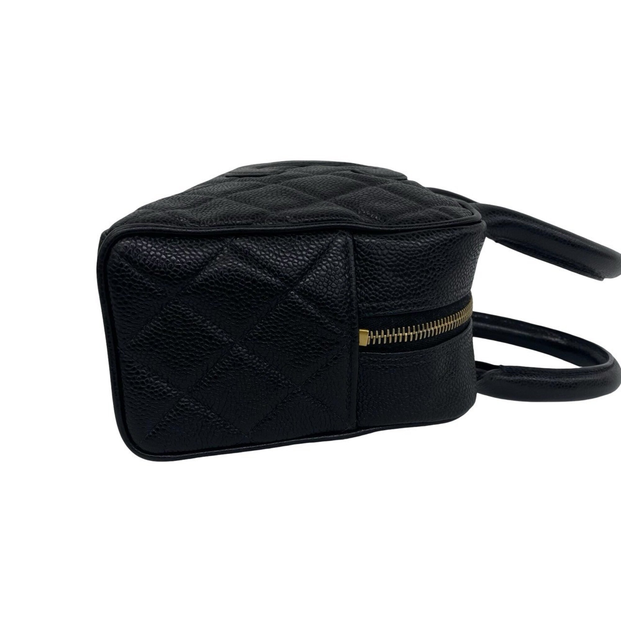Chanel Black Grained Calfskin Boston Bag Handbag (Pre-Owned)