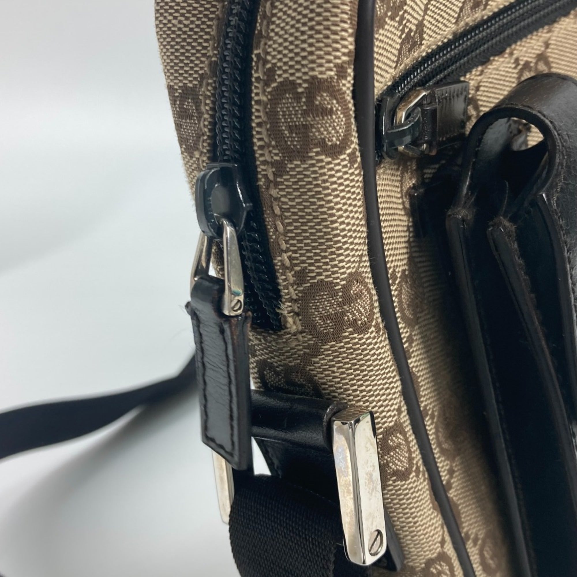 Gucci Beige Brown Canvas Leather Pochette Pouch Shoulder Bag (Pre-Owned)
