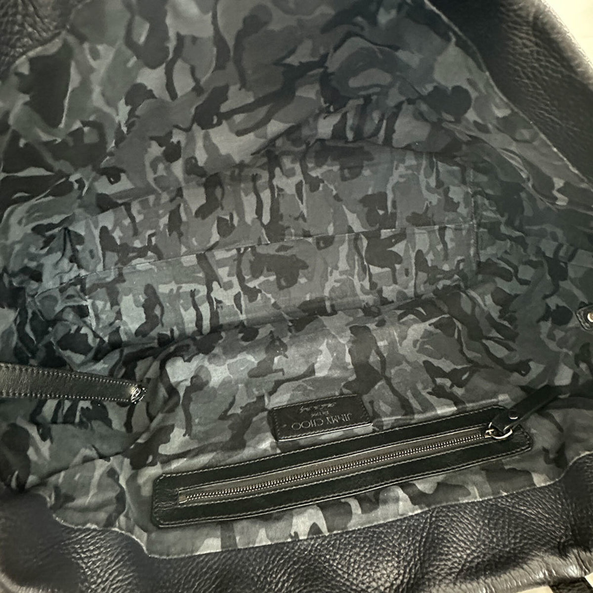 Jimmy Choo Black Camouflage Leather Handbag Tote Bag (Pre-Owned)