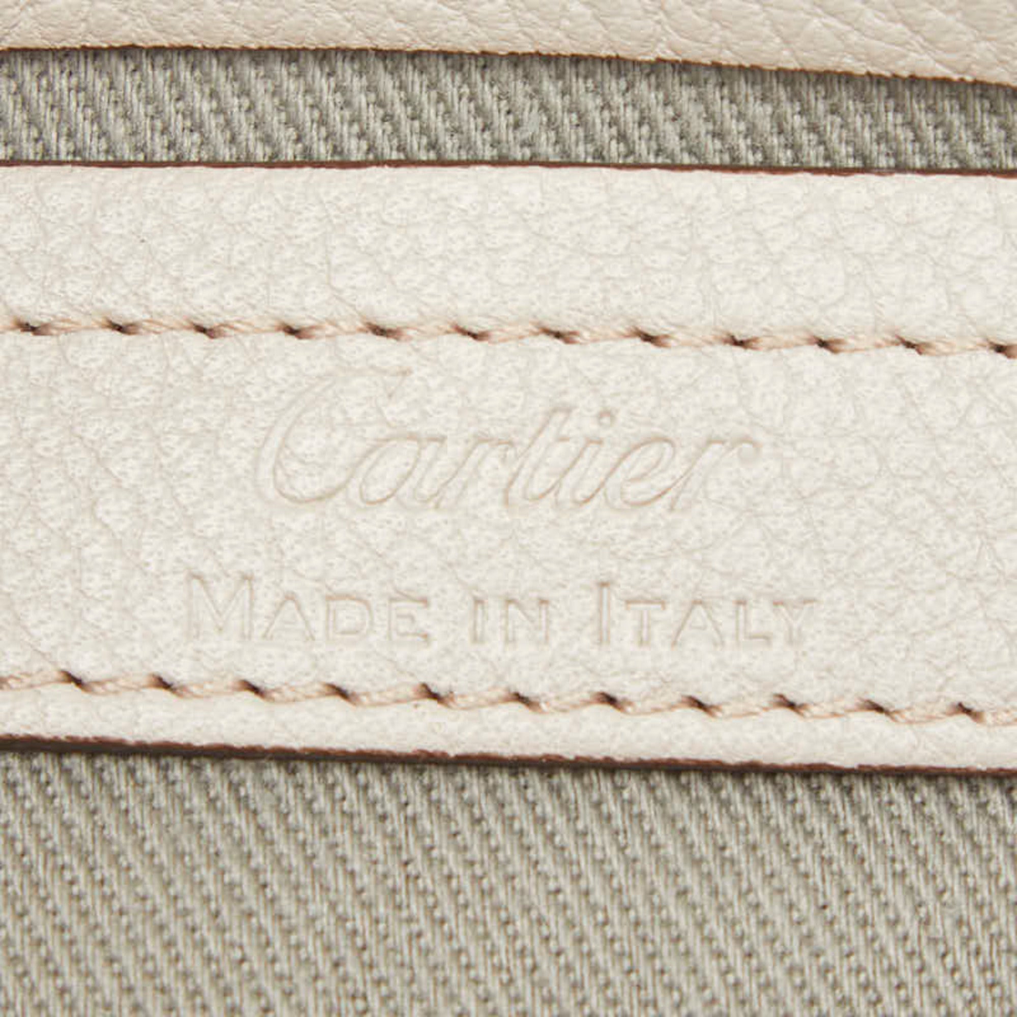 Cartier Gray Pink Leather Handbag Shoulder Bag (Pre-Owned)