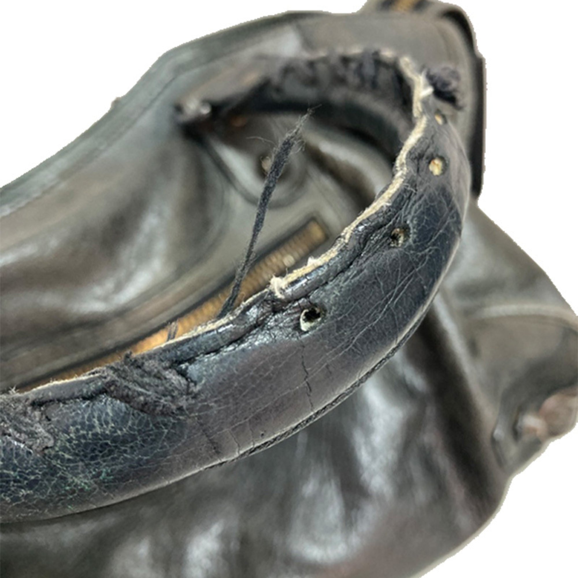 Balenciaga Black Leather Felt Handbag Shoulder Bag (Pre-Owned)