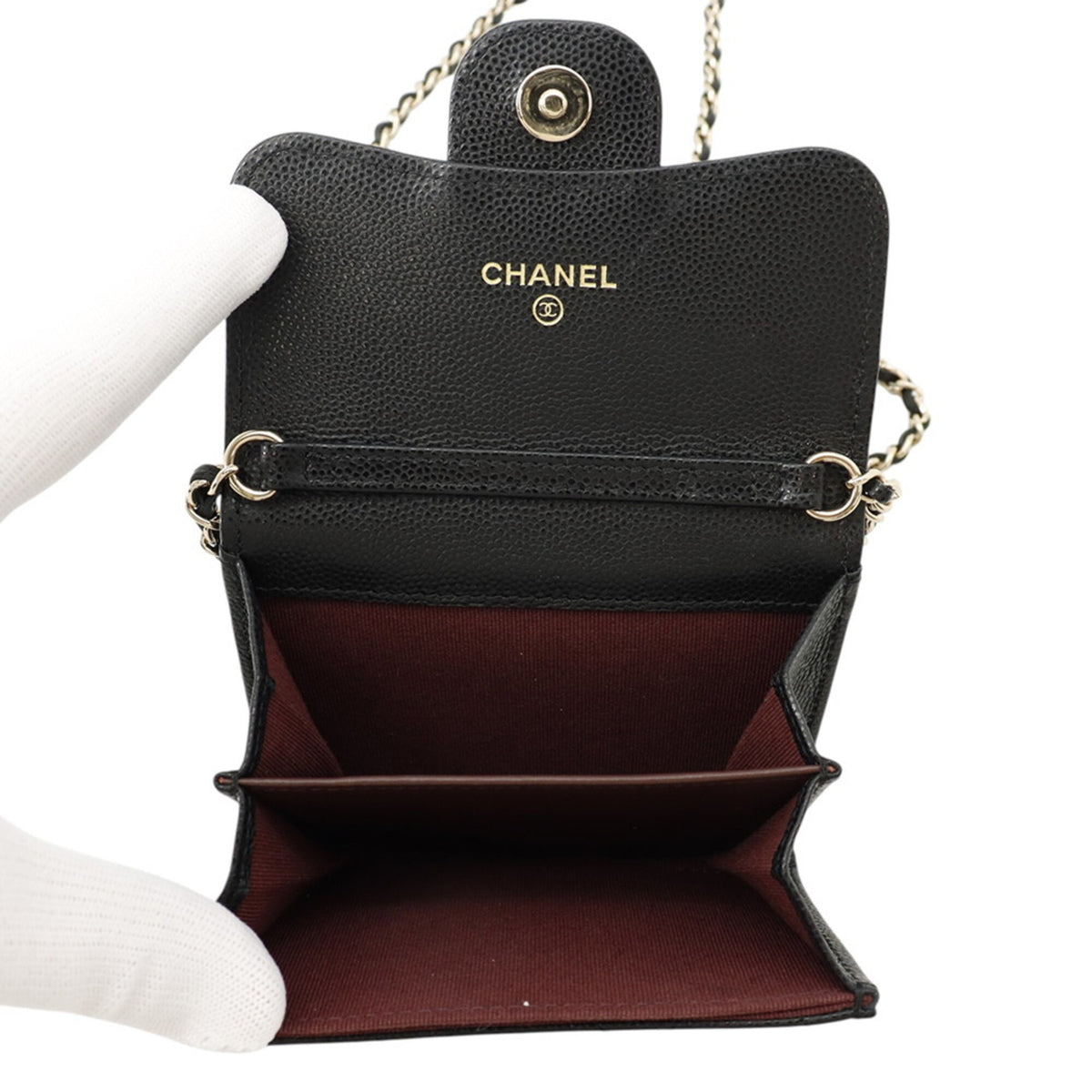 Chanel Matelasse Black Grained Calfskin Chain/Shoulder Wallet (Pre-Owned)