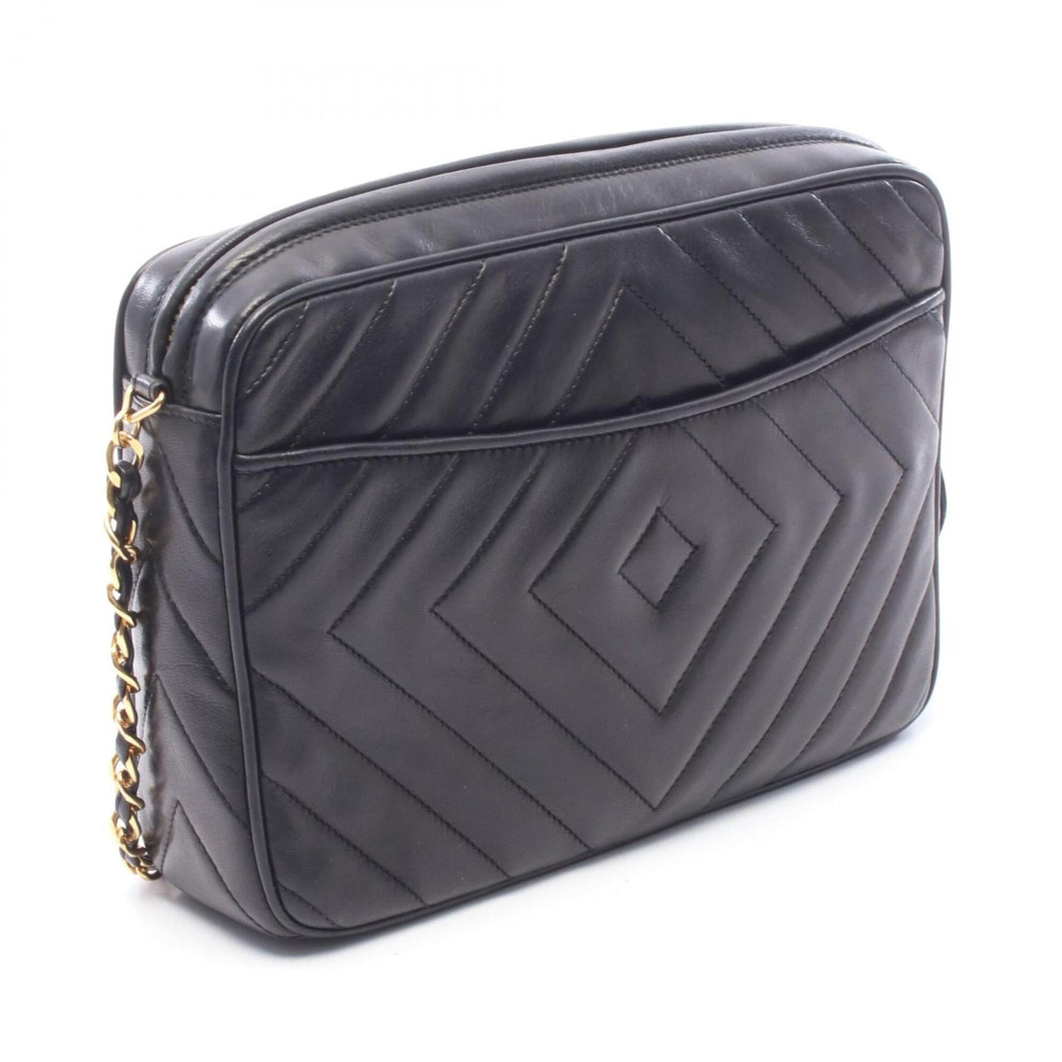 Chanel Black Leather Handbag Shoulder Bag (Pre-Owned)