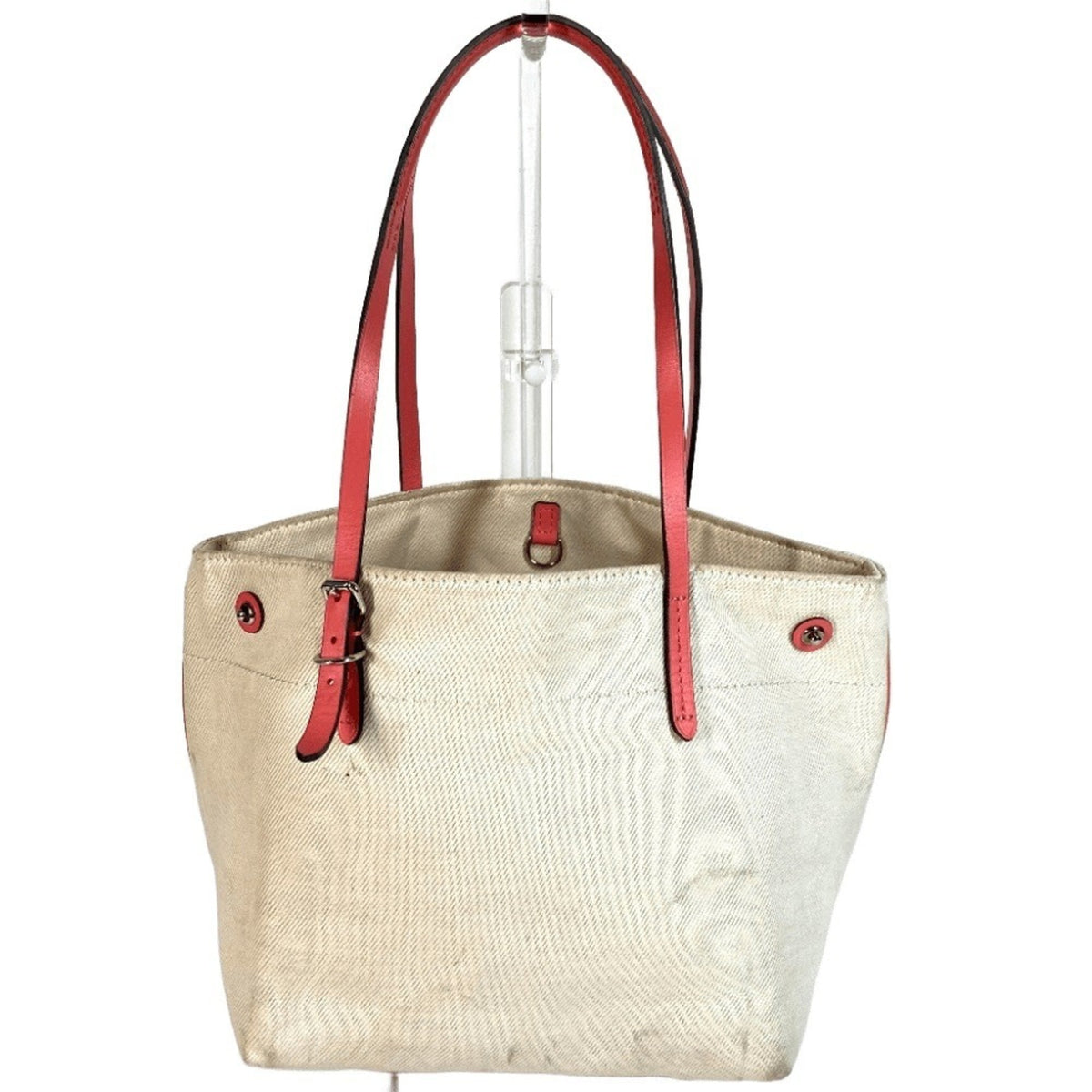 Louis Vuitton Pink White Leather Canvas Shoulder Bag Tote Bag (Pre-Owned)