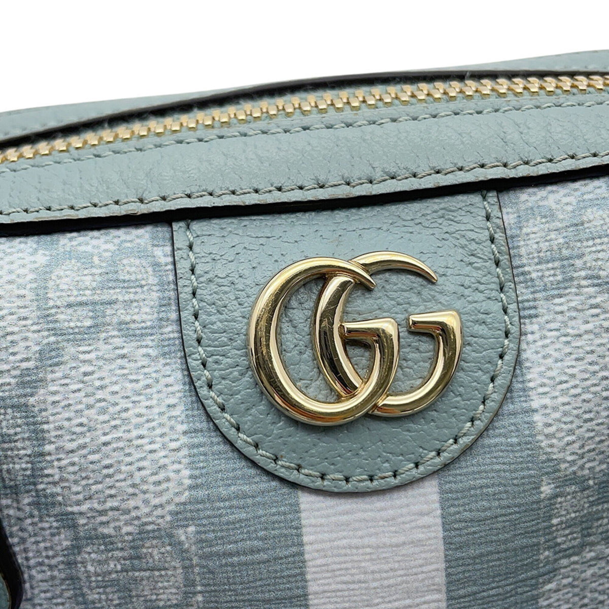 Gucci Light Blue Gg Supreme Leather Boston Bag Handbag Shoulder Bag (Pre-Owned)