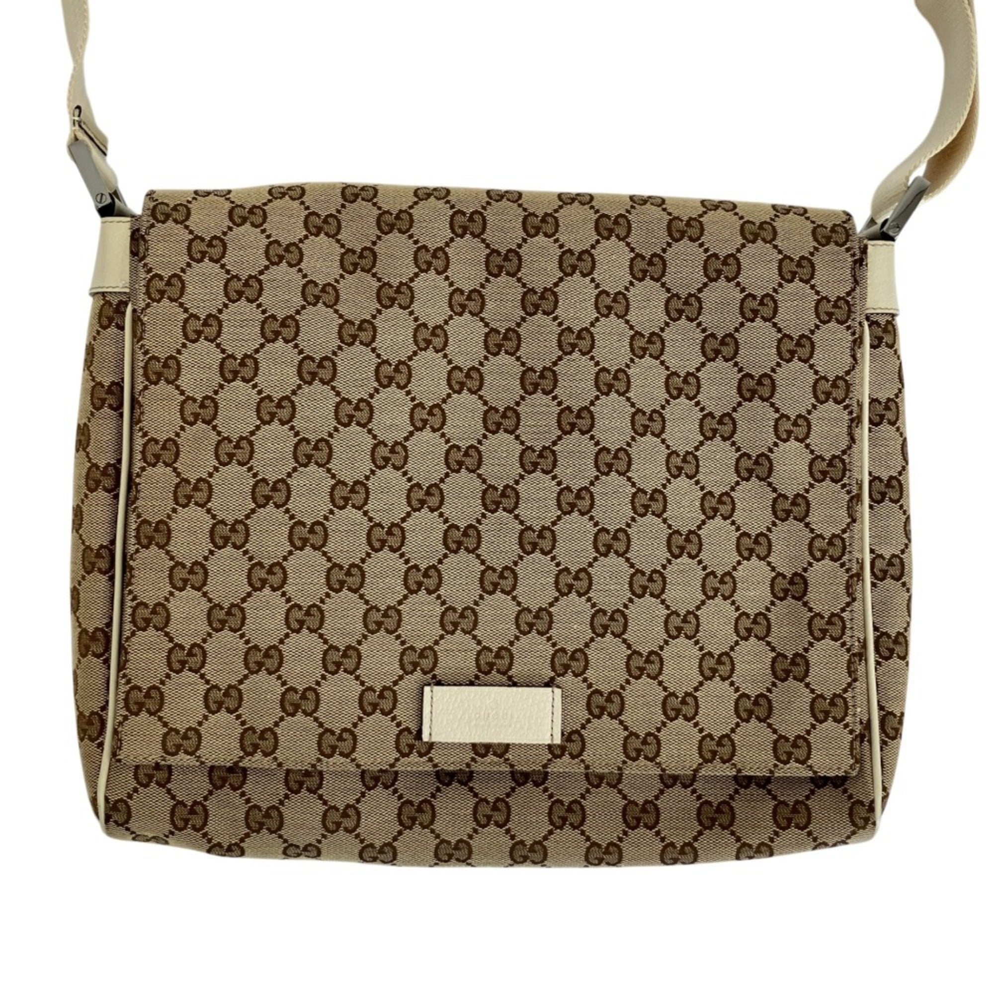 Gucci Gg Canvas Beige Gg Canvas Messenger Bag Shoulder Bag (Pre-Owned)