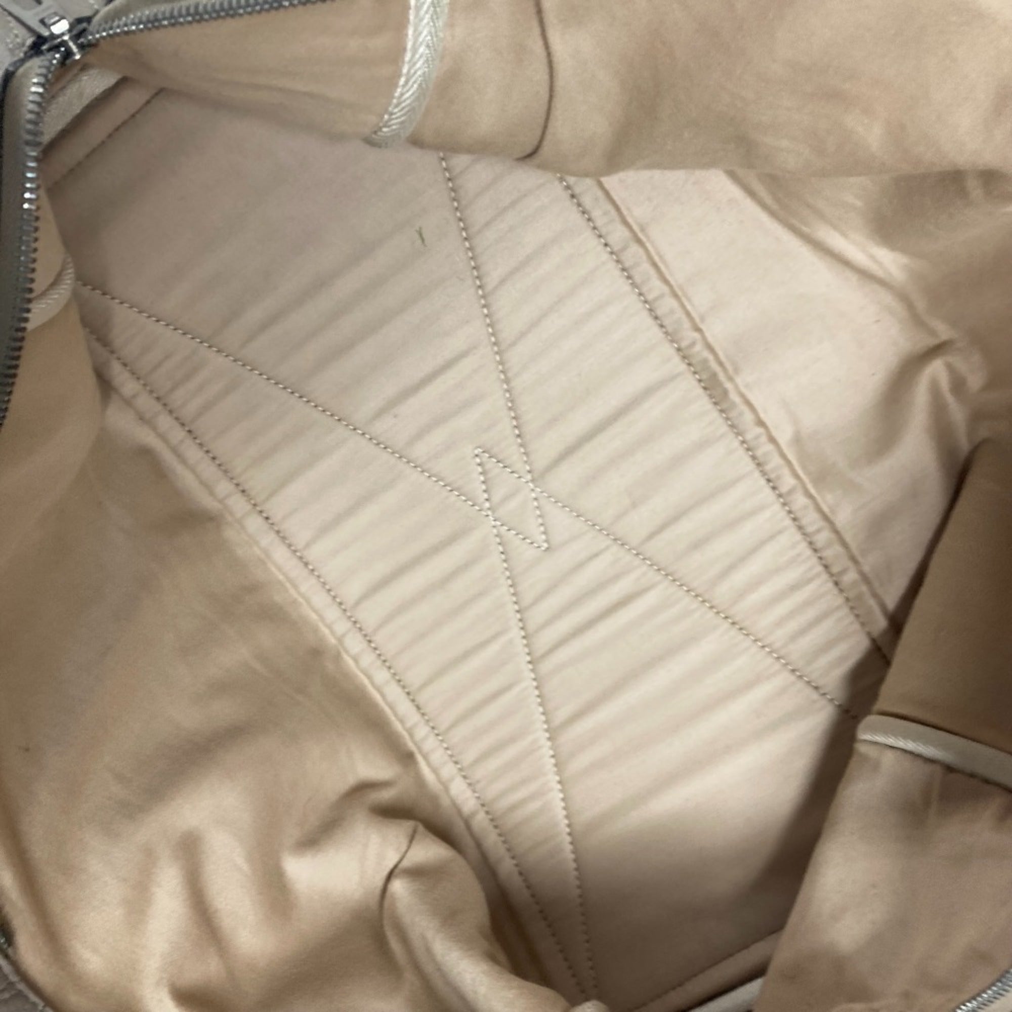 Hermes Beige Taurillon Clemence Leather Boston Bag Shoulder Bag (Pre-Owned)